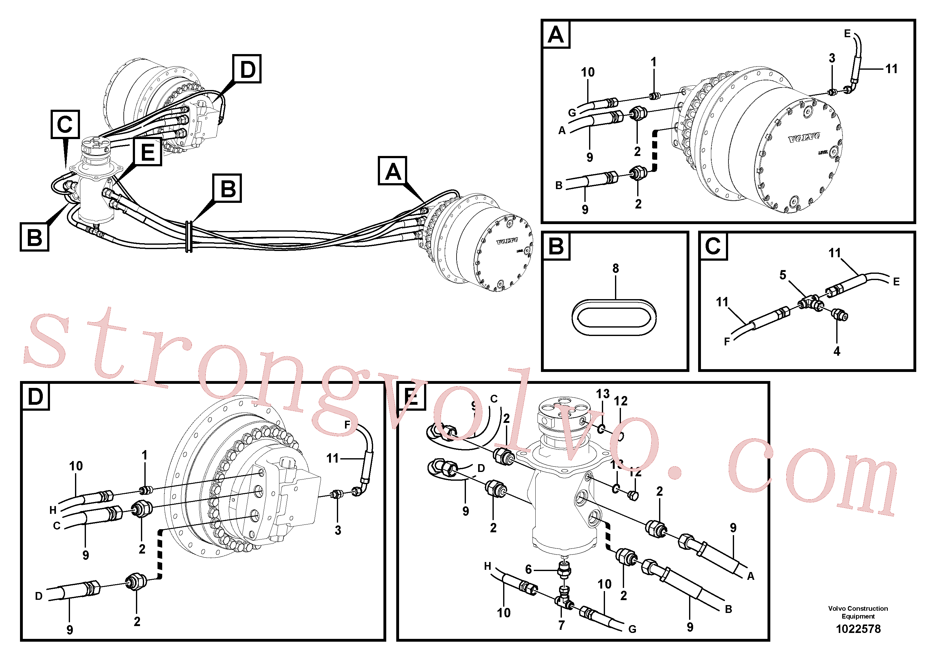 VOE937477 Volvo Linha da rótula, rótula ao motor de curso(1022578 Montagem)