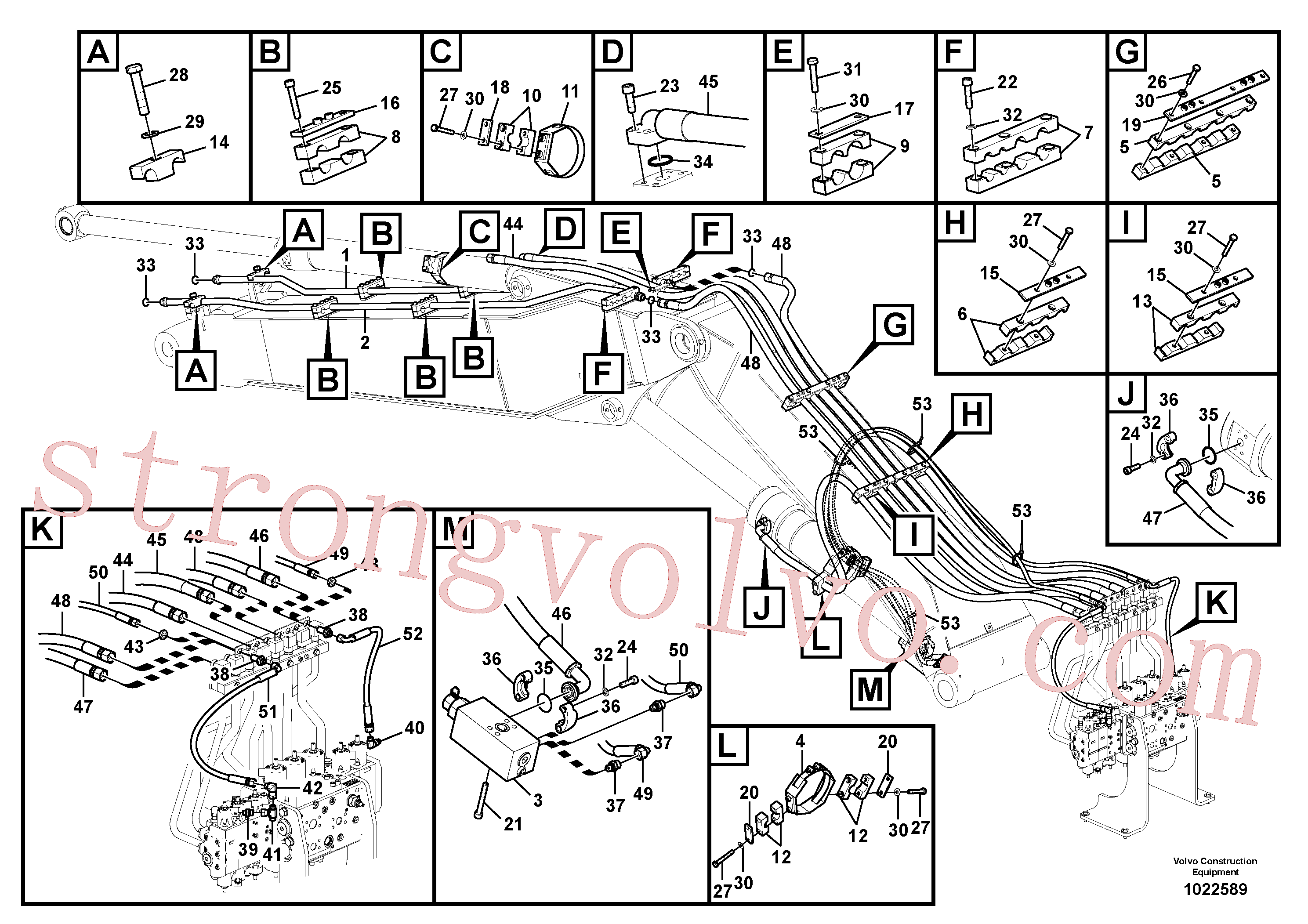 VOE939907 Volvo Hidráulica de serviço, martelo e cortador para lança ajustável(1022589 Montagem)