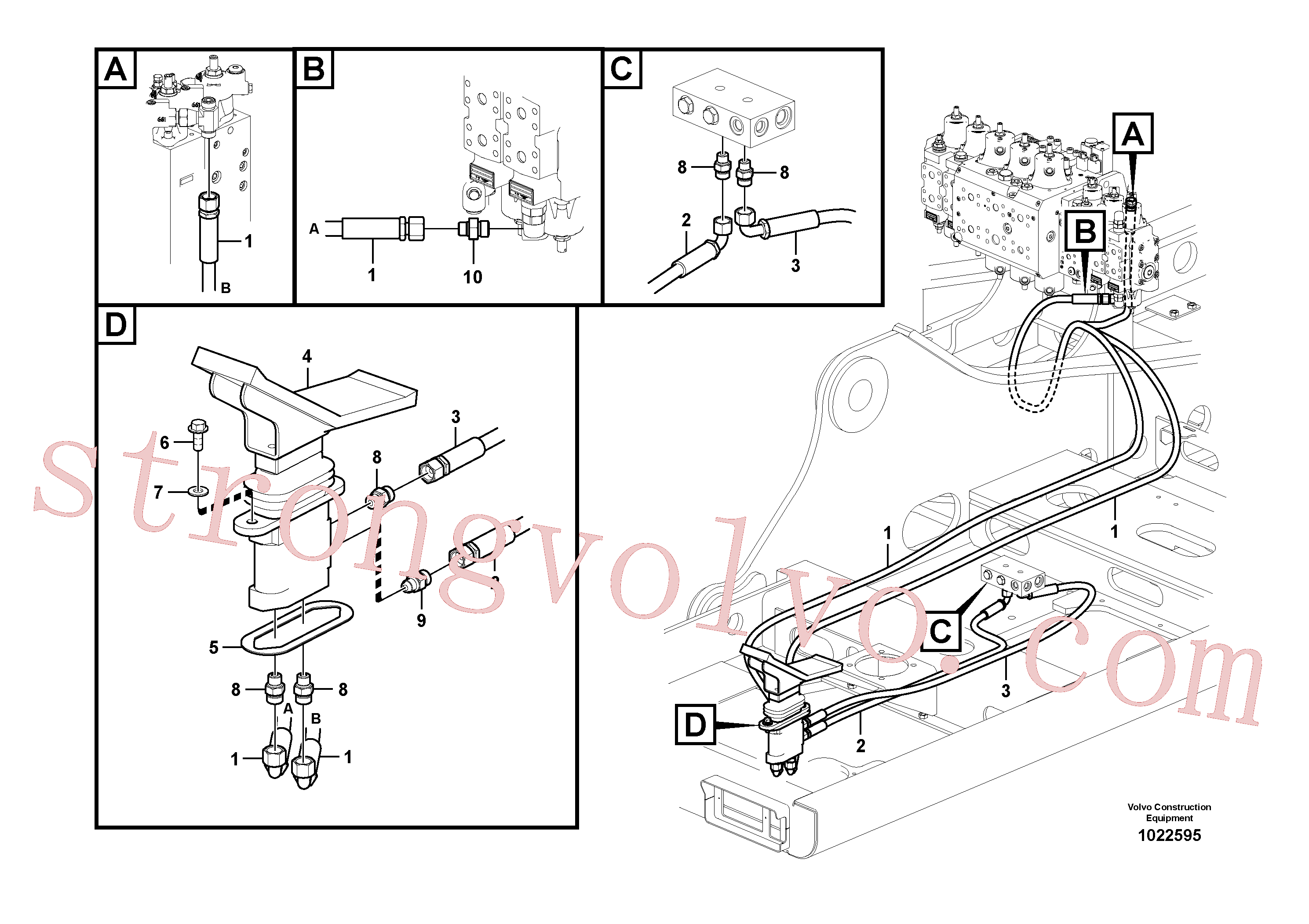 VOE937127 Volvo Hidráulica de serviço, cilindro da 2ª lança em lança ajustável(1022595 Montagem)