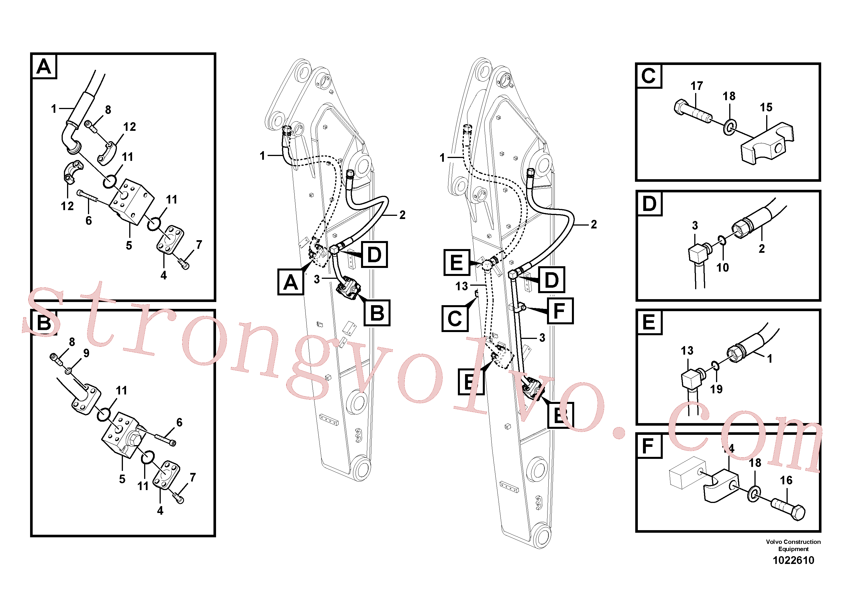 VOE938645 Volvo Hidráulica de serviço, martelo e cortador para braço de afundamento(1022610 Montagem)