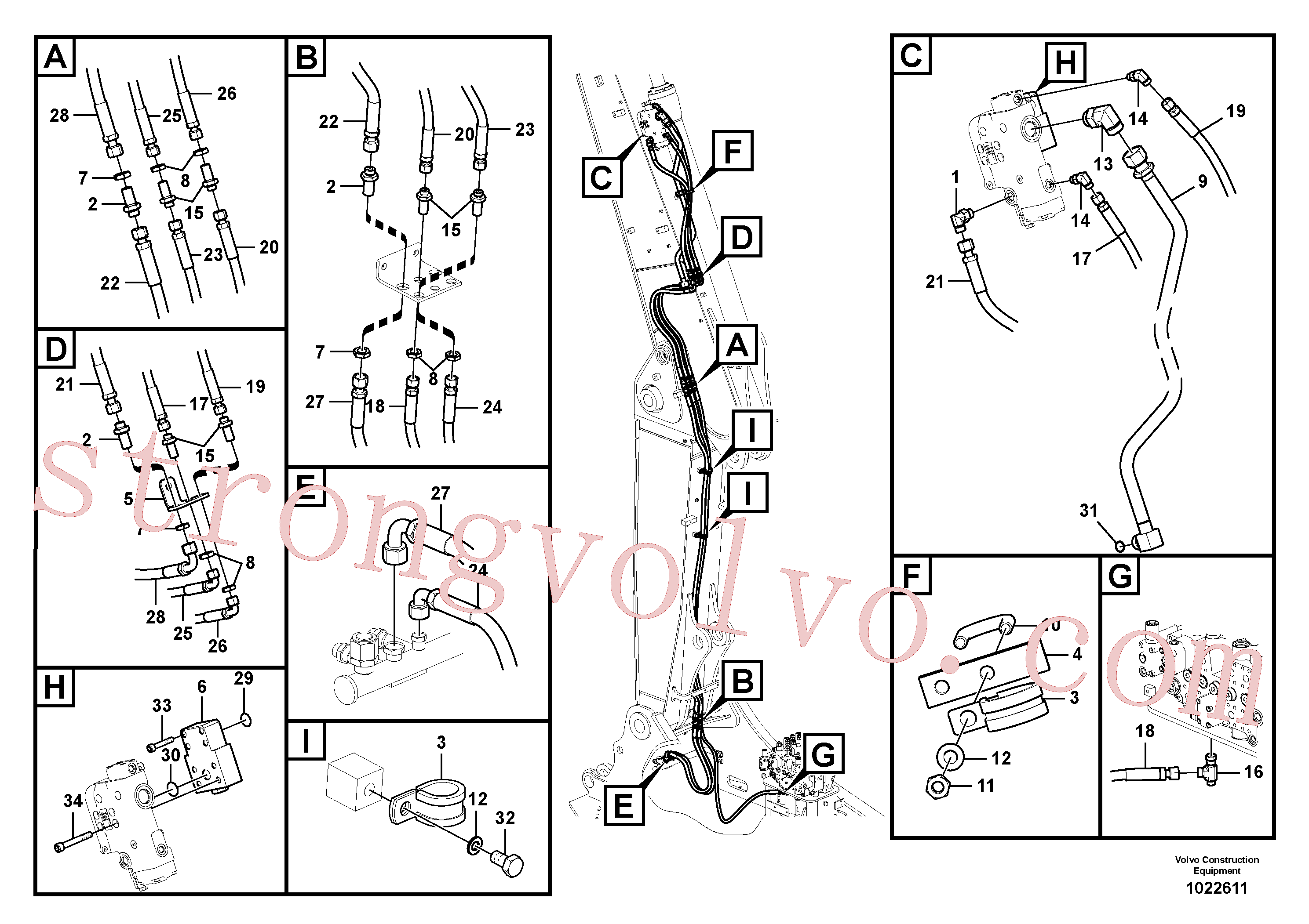 VOE936252 Volvo Hidráulica de serviço, ruptura do braço de afundamento para lança ajustável(1022611 Montagem)