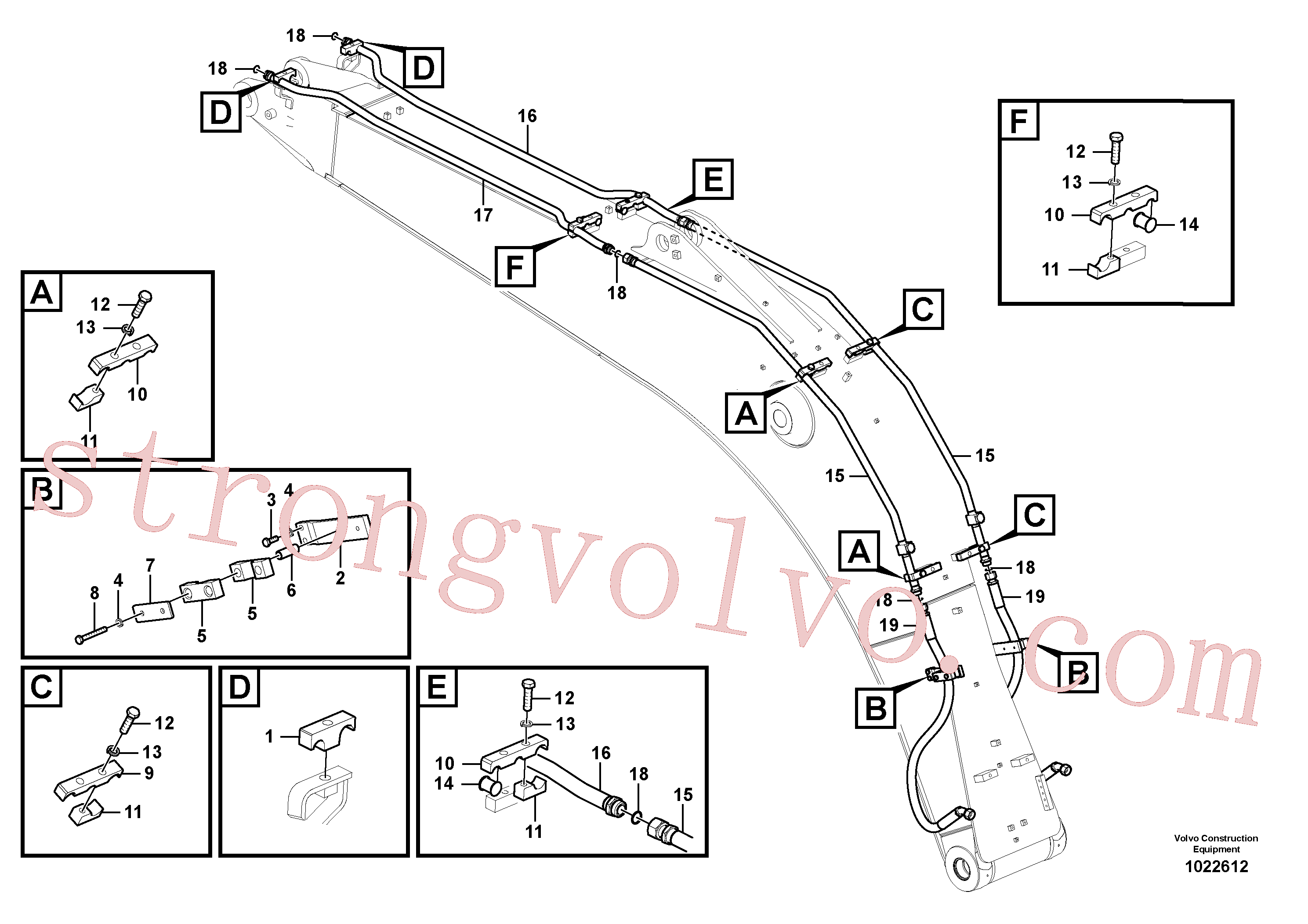 VOE14621317 Volvo Hidráulica de serviço, martelo e cortador para lança(1022612 Montagem)