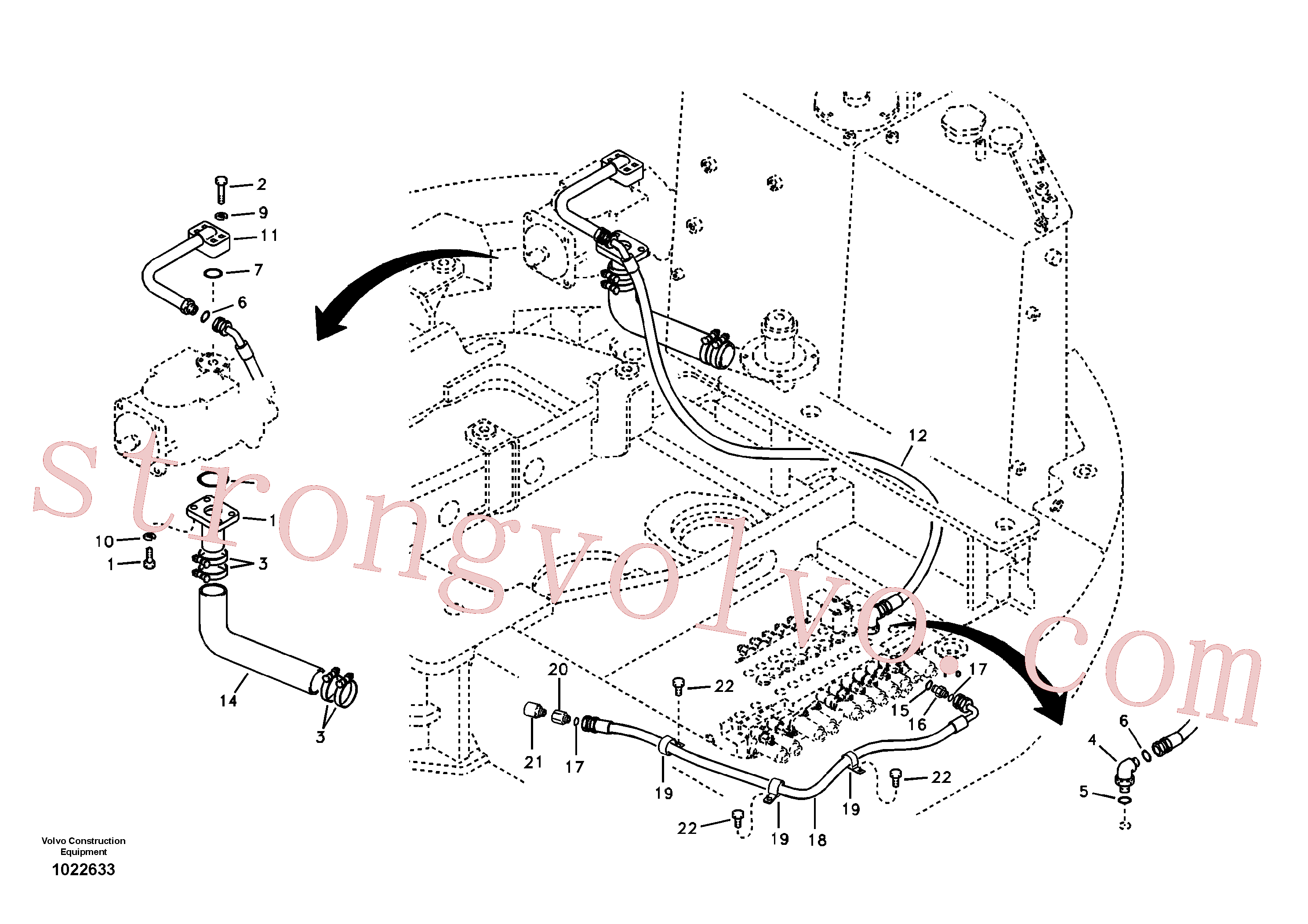 VOE14551169 Volvo Sistema hidráulico, linha de sucção, Sistema hidráulico, tanque hidráulico para a bomba hidráulica(1022633 Montagem)