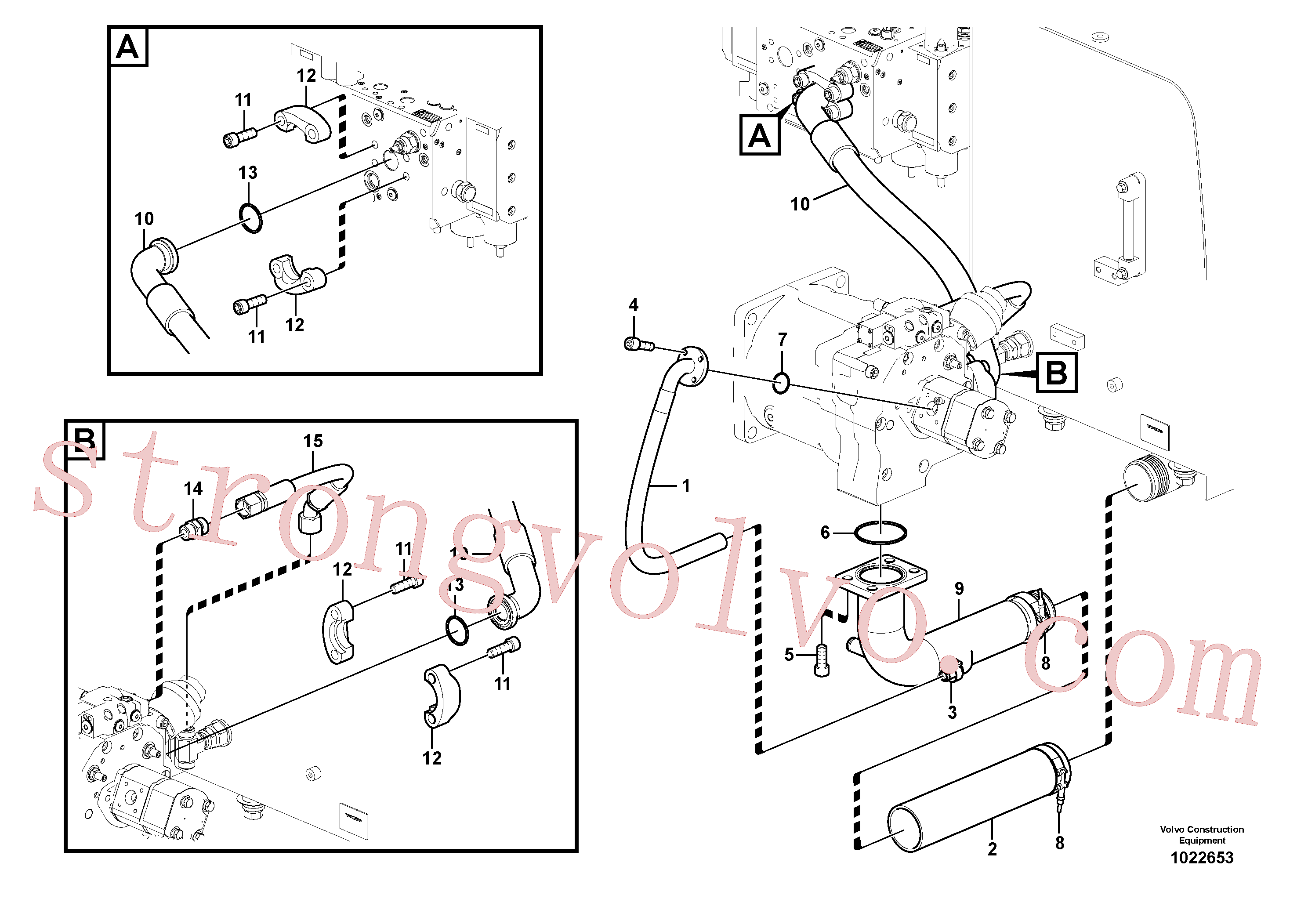 VOE967955 Volvo Sistema hidráulico, tanque hidráulico para a bomba hidráulica(1022653 Montagem)