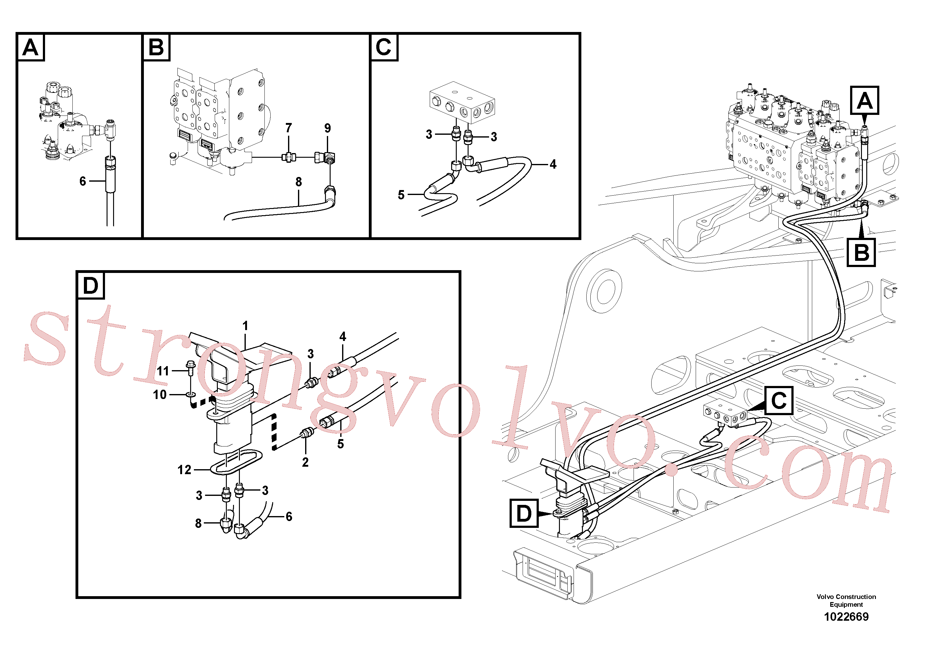 VOE937127 Volvo Hidráulica de serviço, cilindro da 2ª lança em lança ajustável(1022669 Montagem)