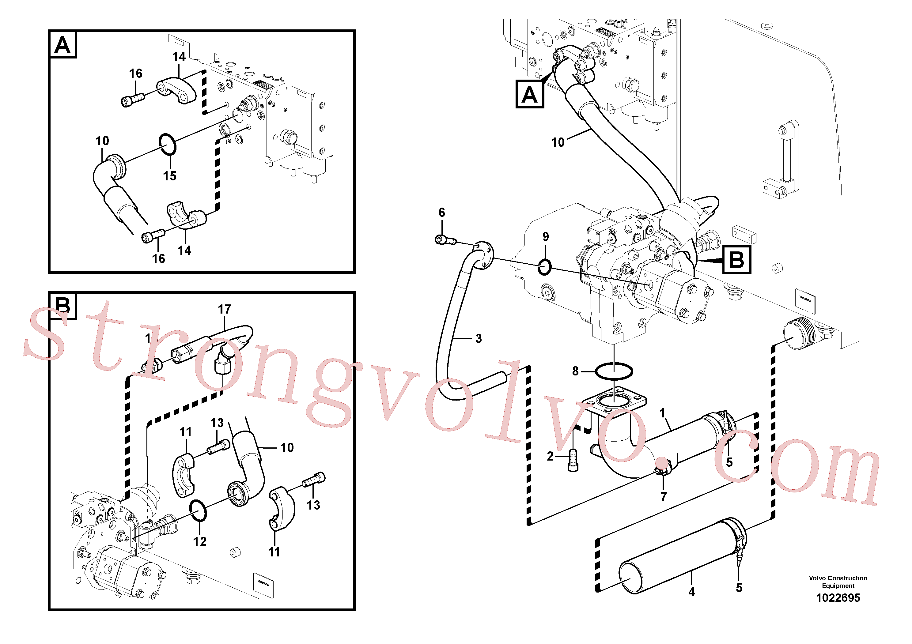 VOE13933907 Volvo Sistema hidráulico, tanque hidráulico para a bomba hidráulica(1022695 Montagem)
