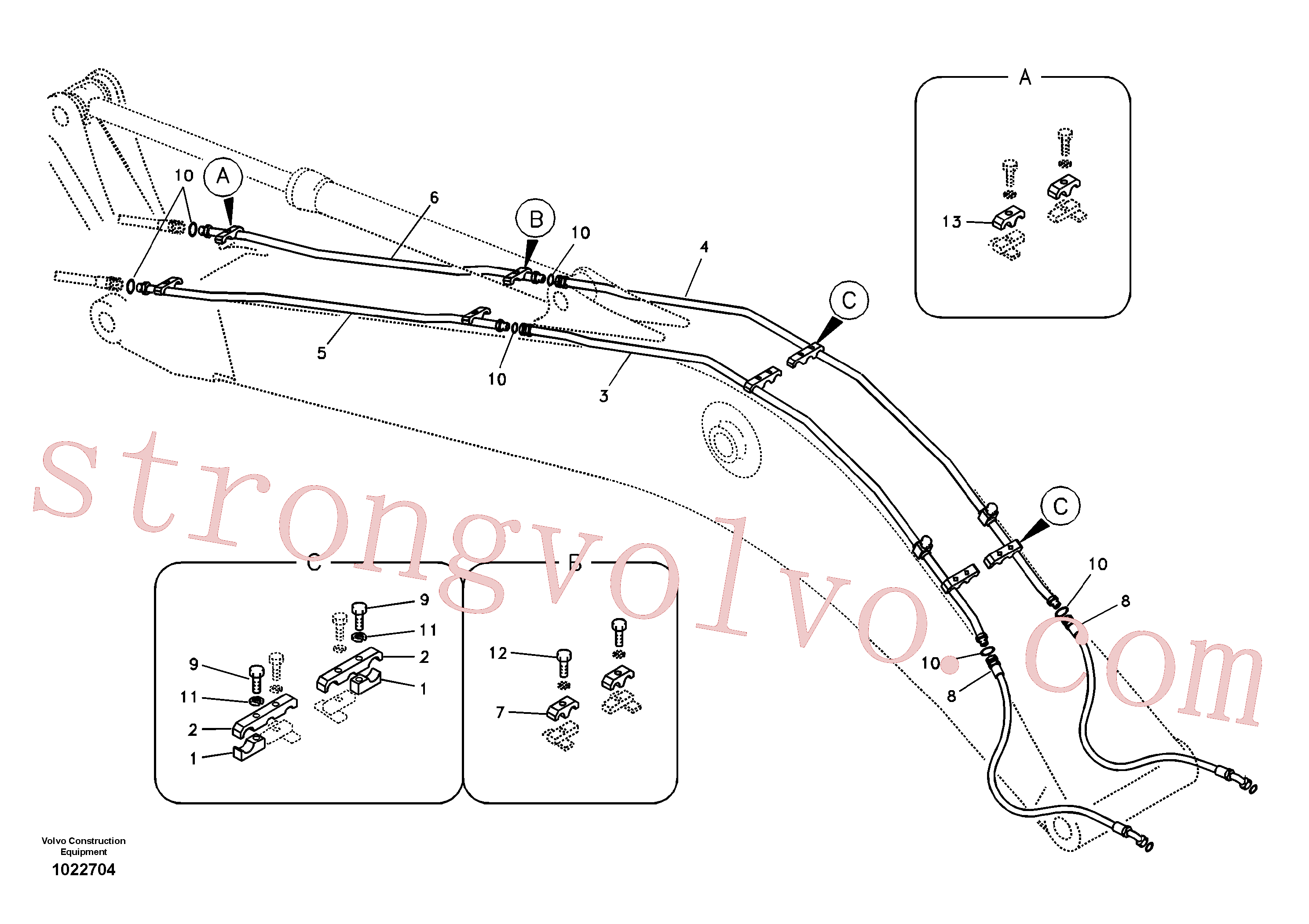 SA1174-53551 Volvo Hidráulica de serviço, martelo e cortador para lança(1022704 Montagem)