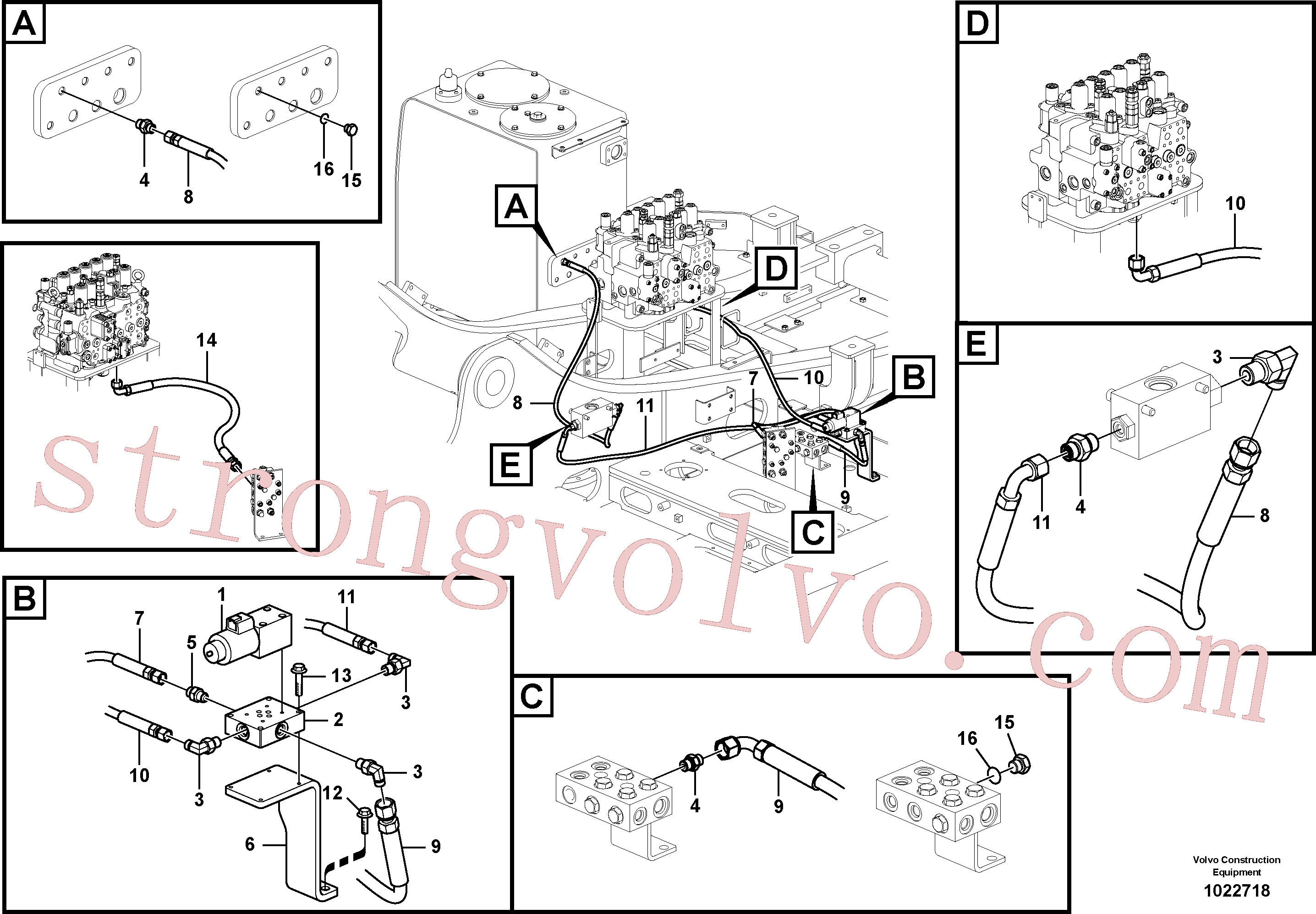 VOE14534529 Volvo Sistema servomotor, válvula de comando para válvula solenóide(1022718 Montagem)