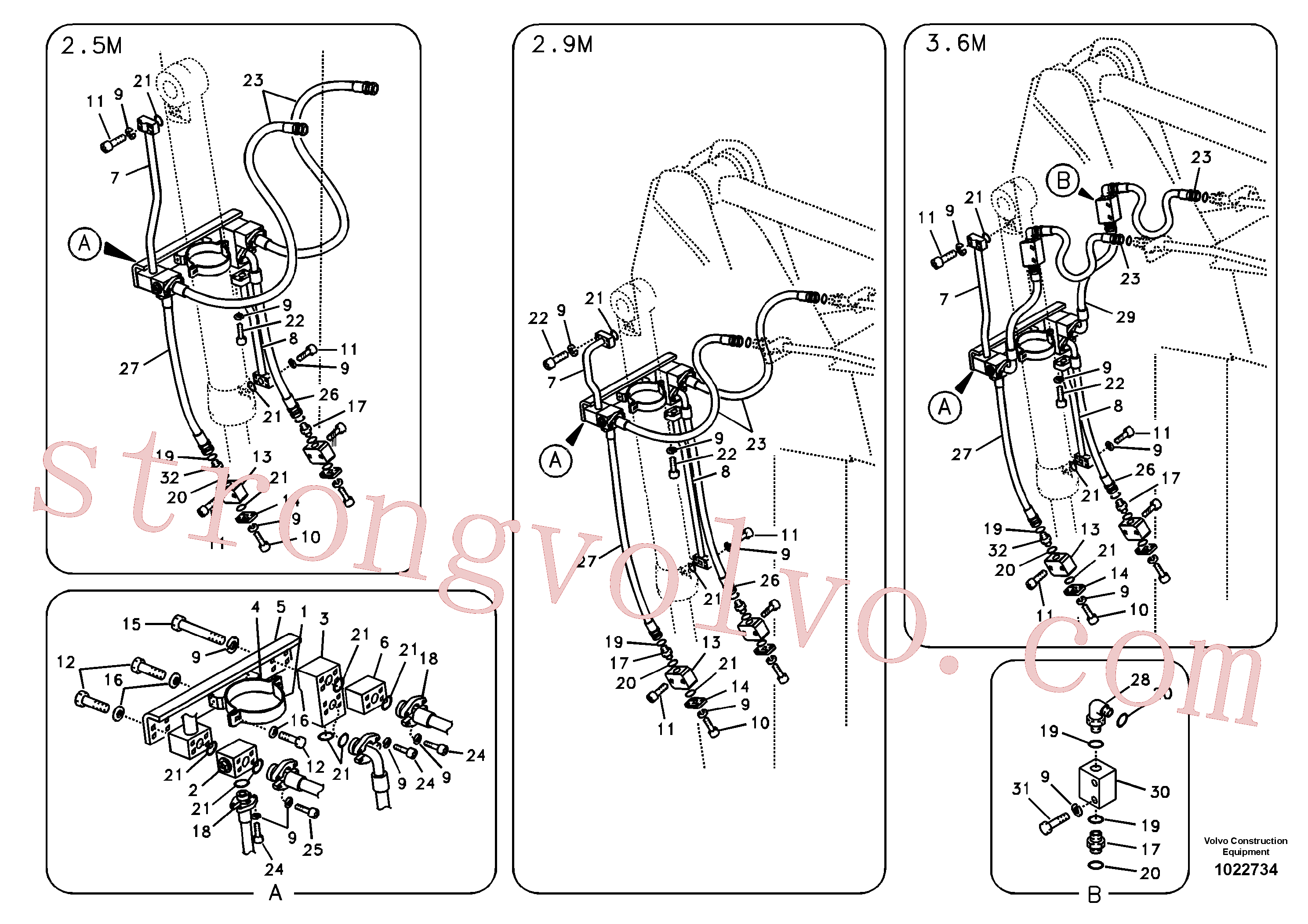 SA9401-15630 Volvo Hidráulica de serviços, balde articulado(1022734 Montagem)