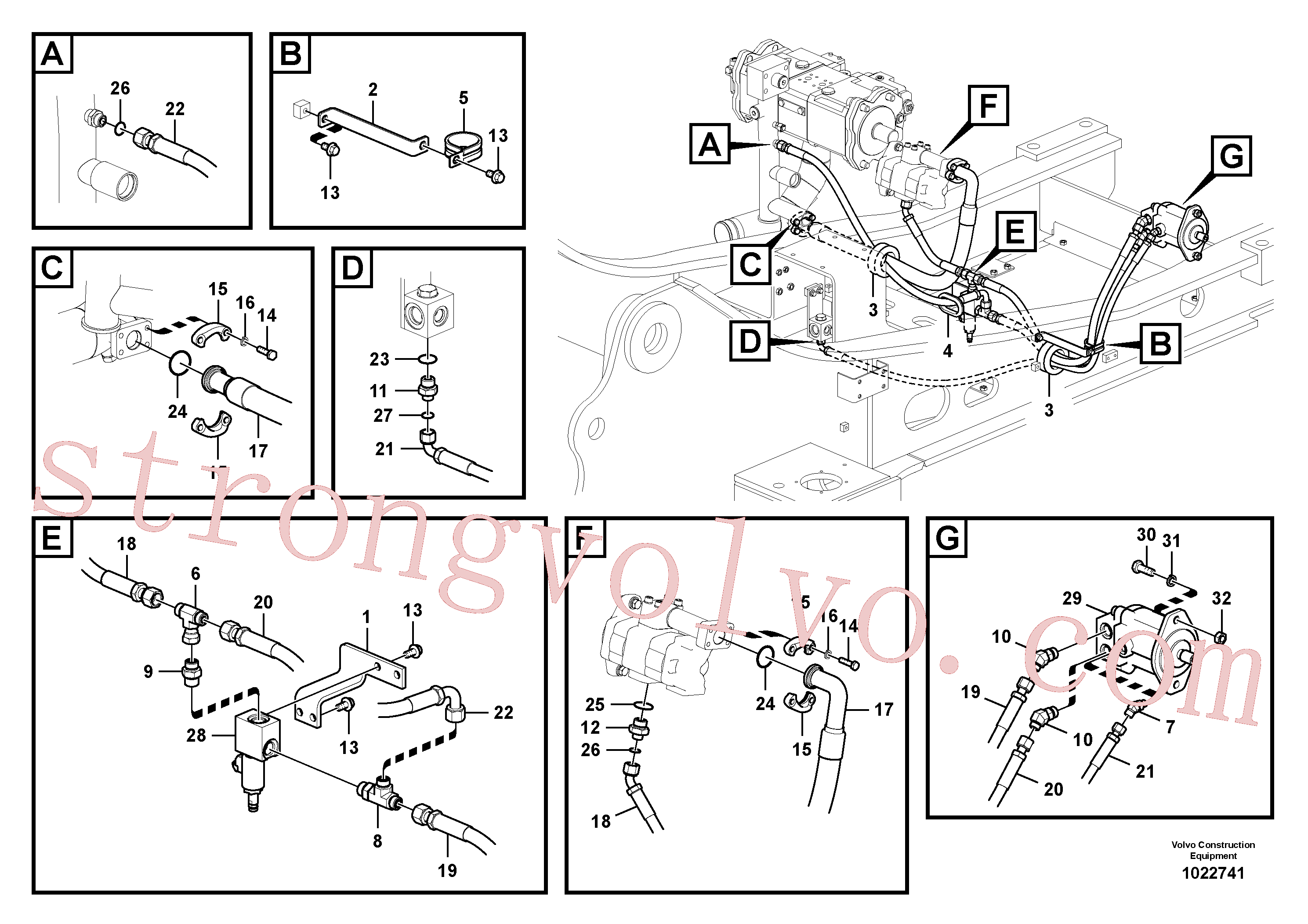 VOE15018851 Volvo Sistema hidráulico, sistema refrigerante do óleo(1022741 Montagem)
