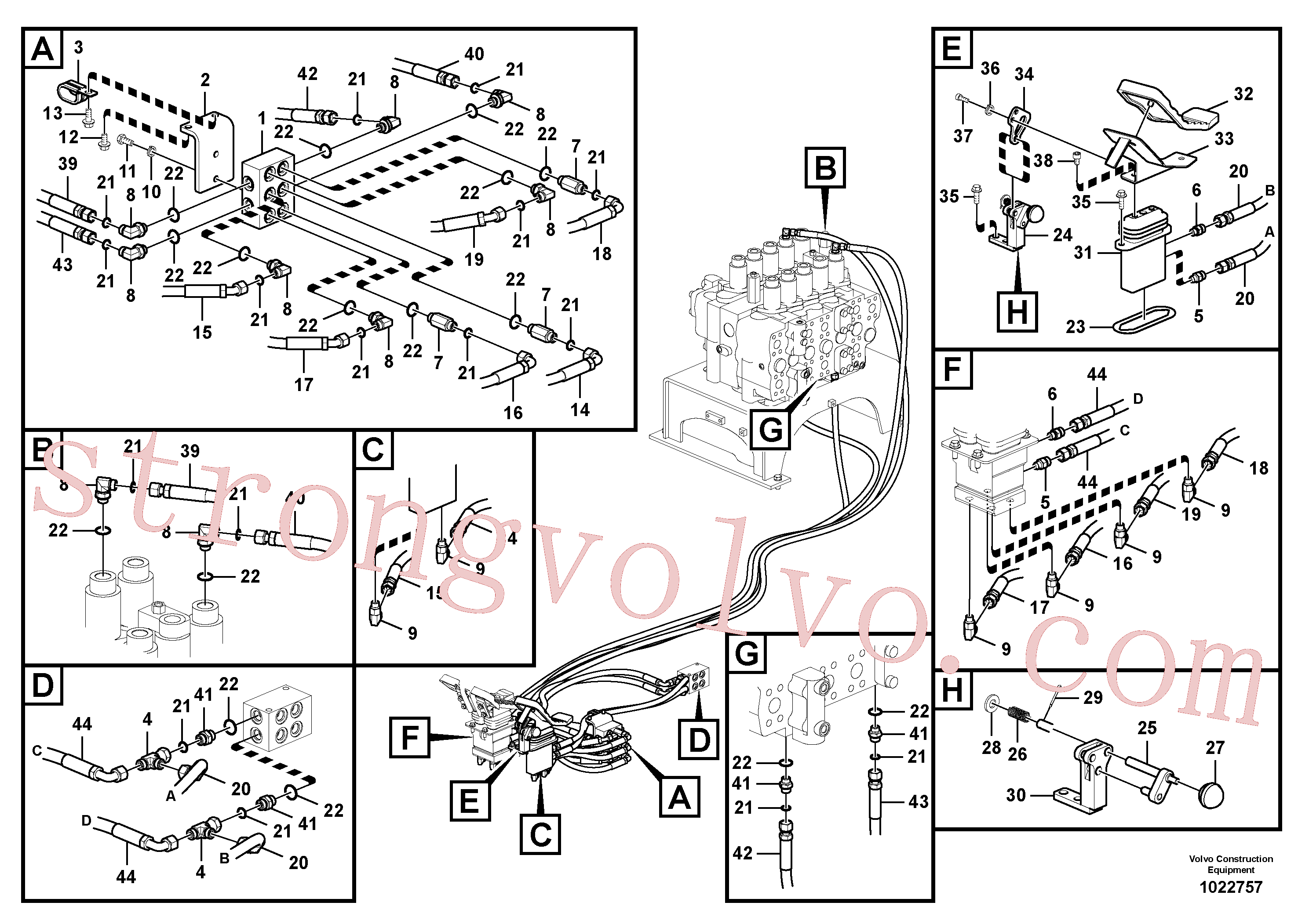 VOE936875 Volvo Sistema servomotor, válvula de comando para pedal da válvula de comando(1022757 Montagem)