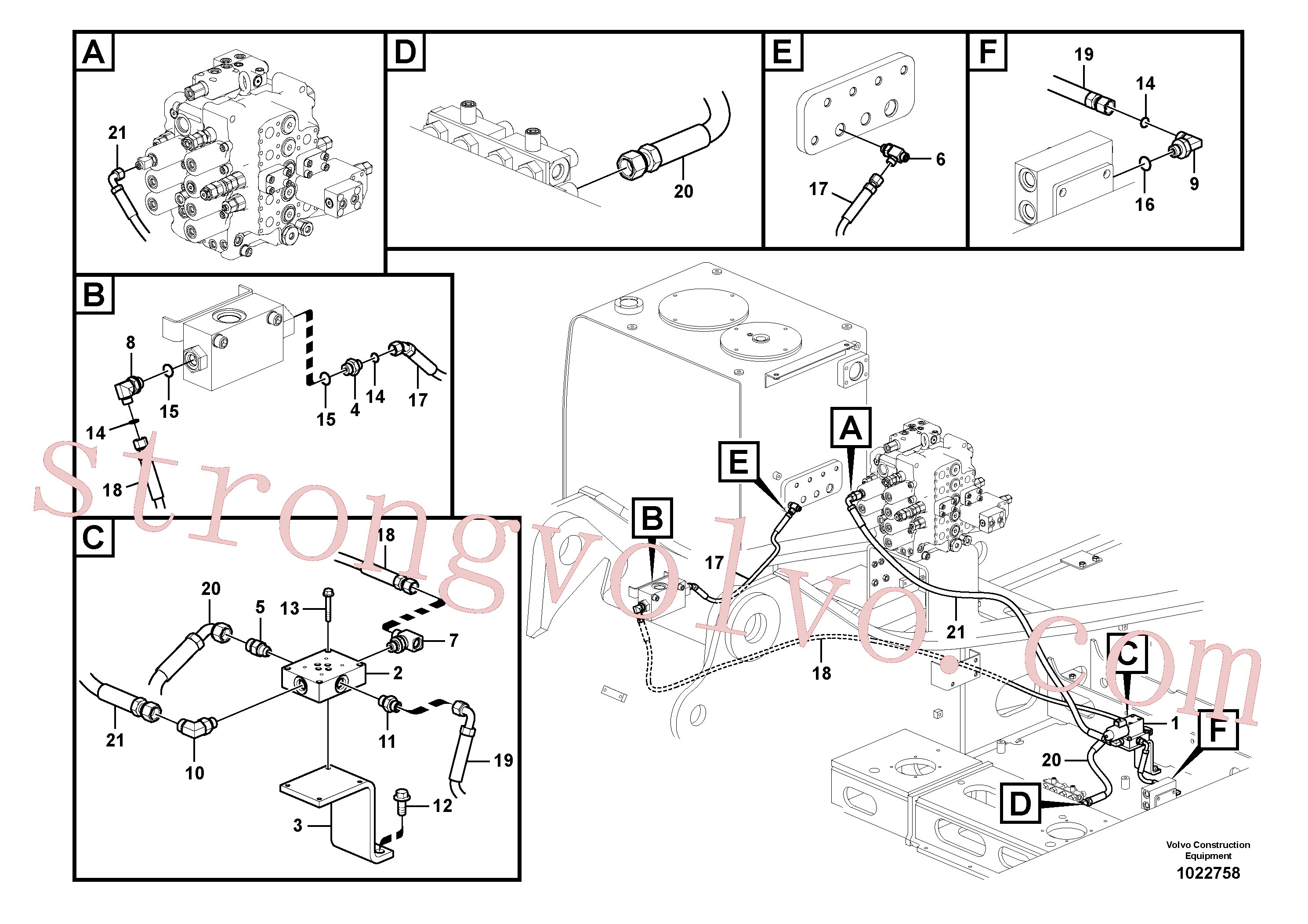 VOE14541689 Volvo Sistema servomotor, válvula de comando para válvula solenóide(1022758 Montagem)