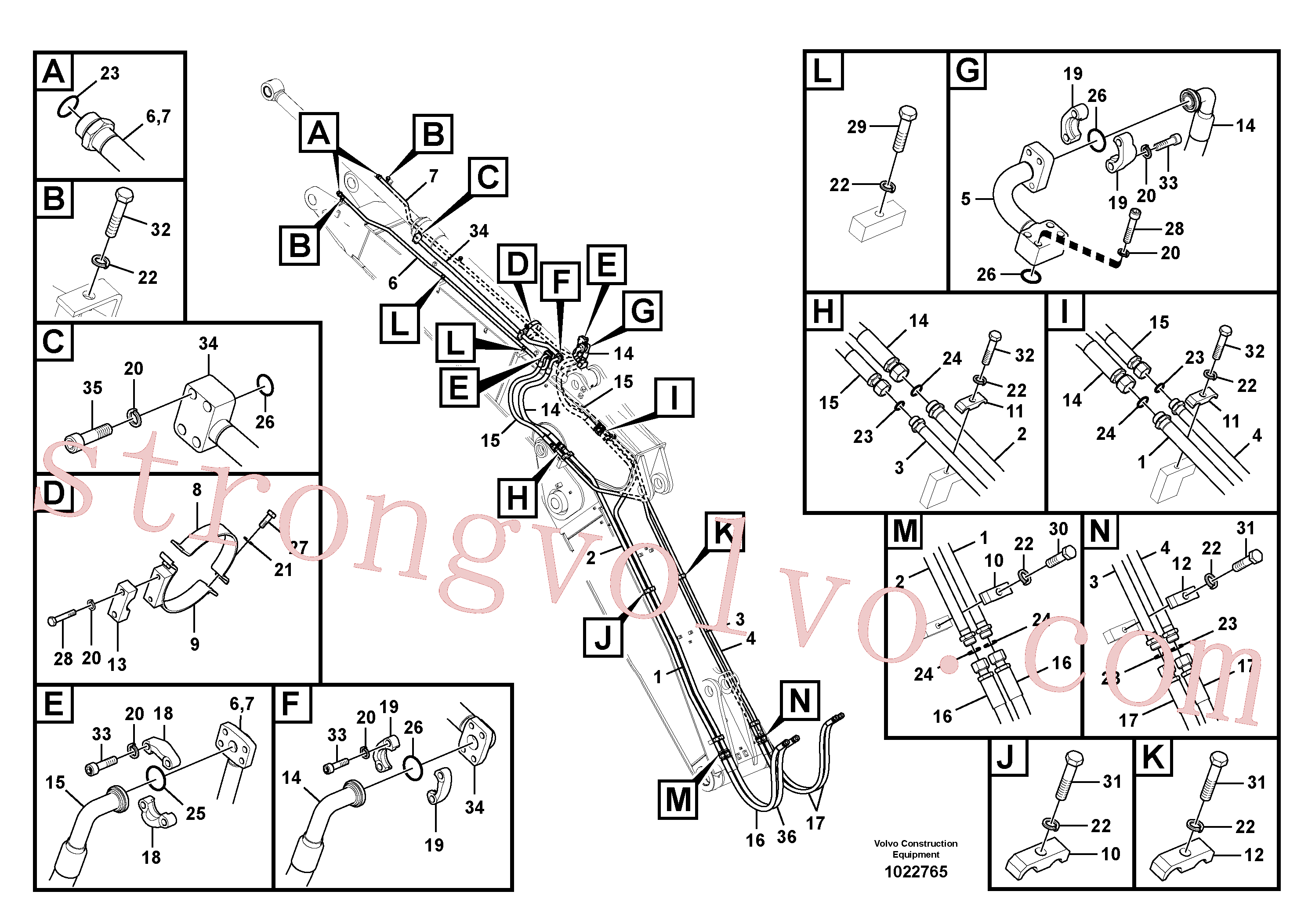 SA9406-06624 Volvo Hidráulica de serviço, cilindro do braço de afundamento na lança ajustável(1022765 Montagem)