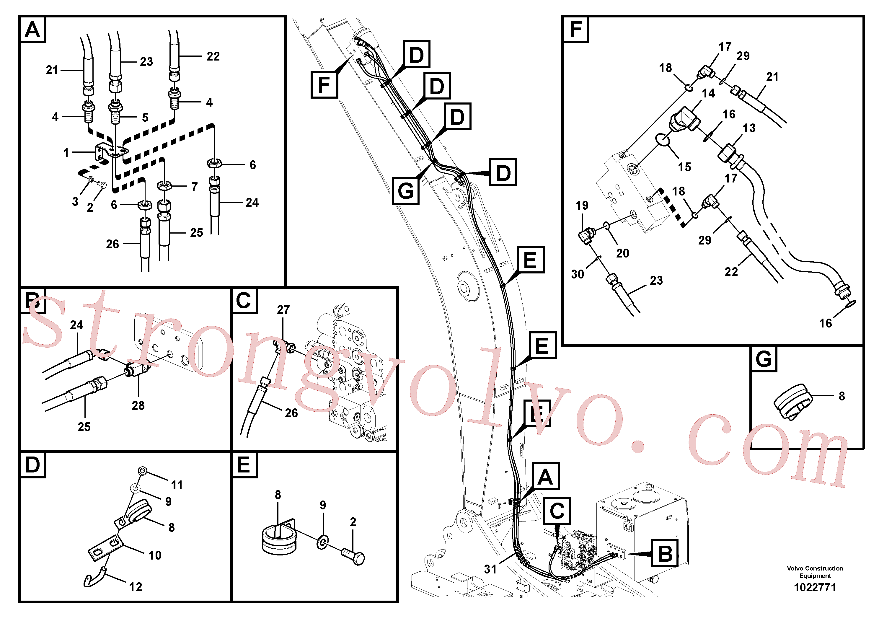 VOE937800 Volvo Hidráulica de serviço, ruptura do braço de afundamento(1022771 Montagem)