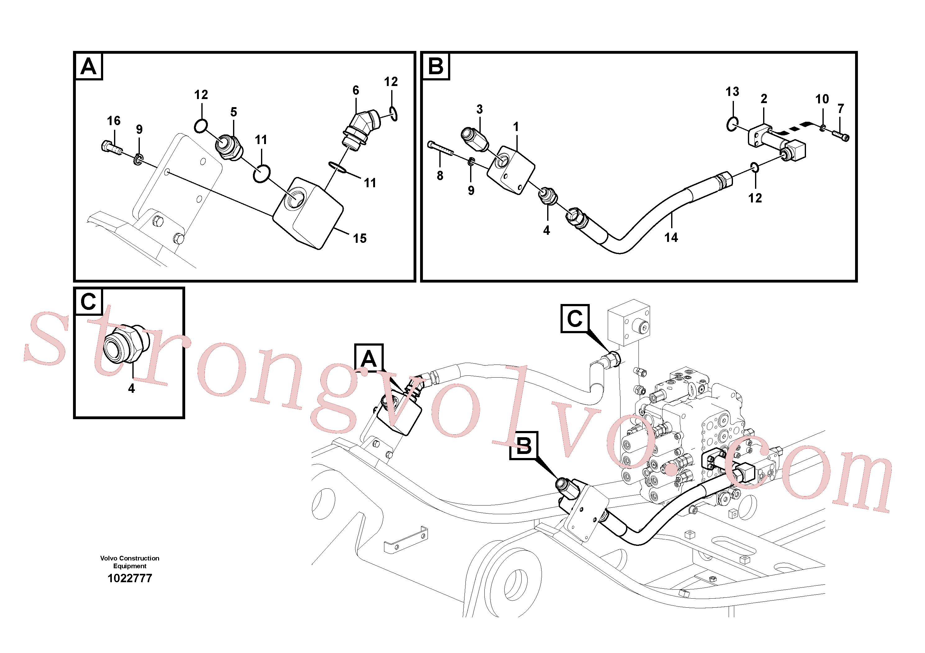VOE14522017 Volvo Hidráulica de serviço, martelo e cortador para topo(1022777 Montagem)