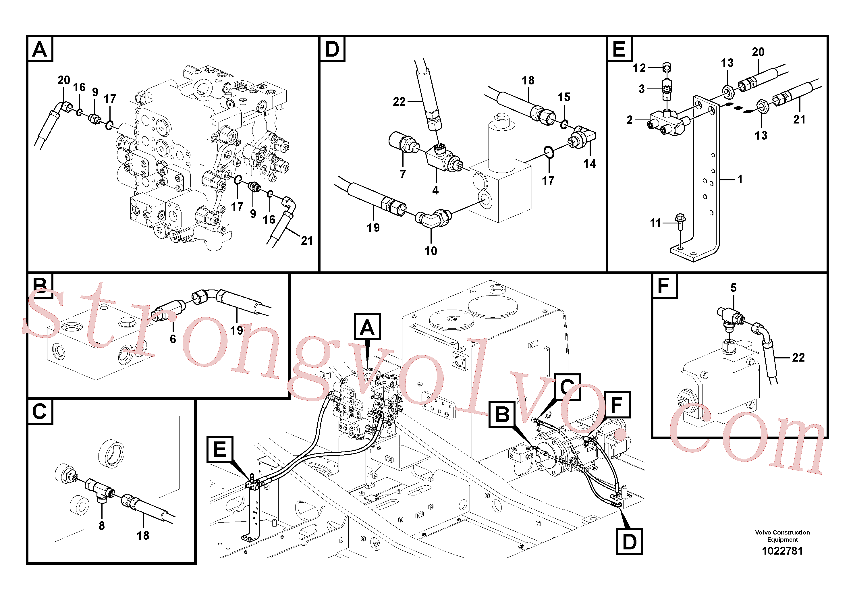 VOE14538796 Volvo Hidráulica de serviço, martelo e cortador para fluxo da bomba principal(1022781 Montagem)