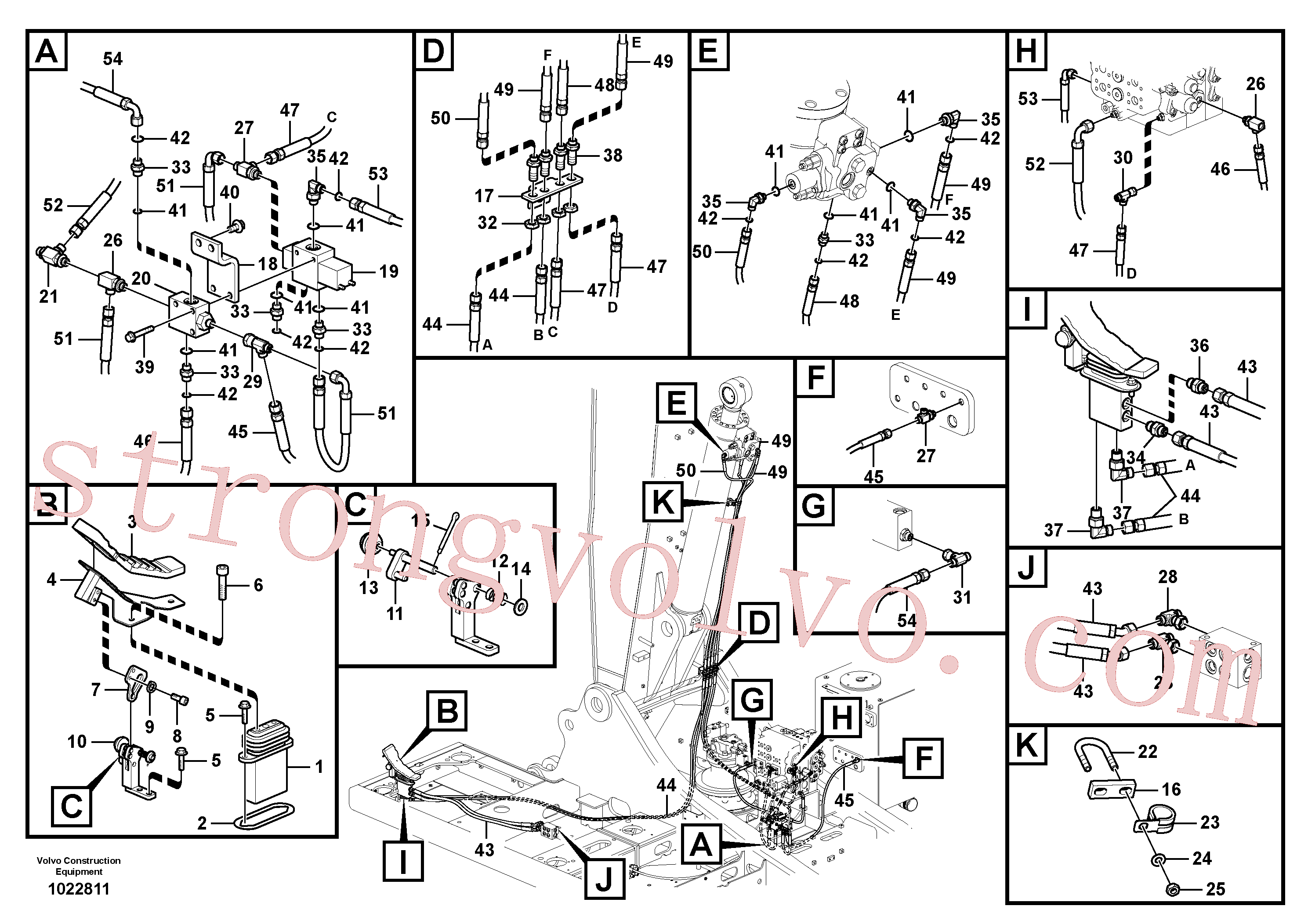 VOE14549328 Volvo Hidráulica de serviço, lança ajustável para topo(1022811 Montagem)