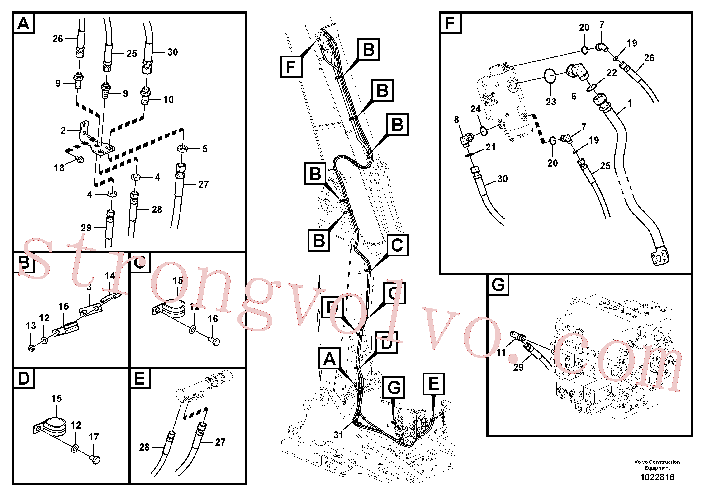 VOE937235 Volvo Hidráulica de serviço, ruptura do braço de afundamento para lança ajustável(1022816 Montagem)
