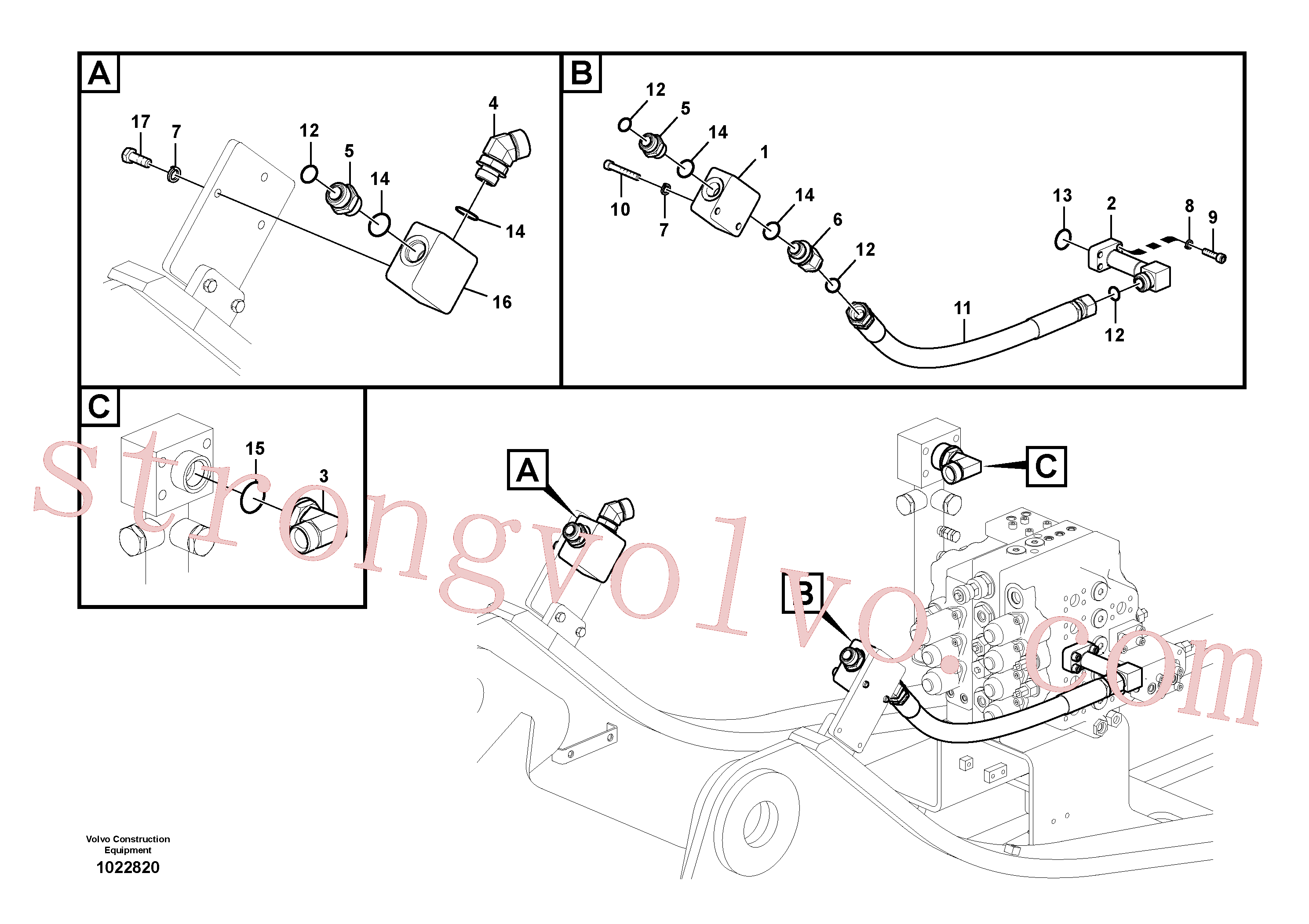 VOE937819 Volvo Hidráulica de serviço, martelo e cortador para topo(1022820 Montagem)