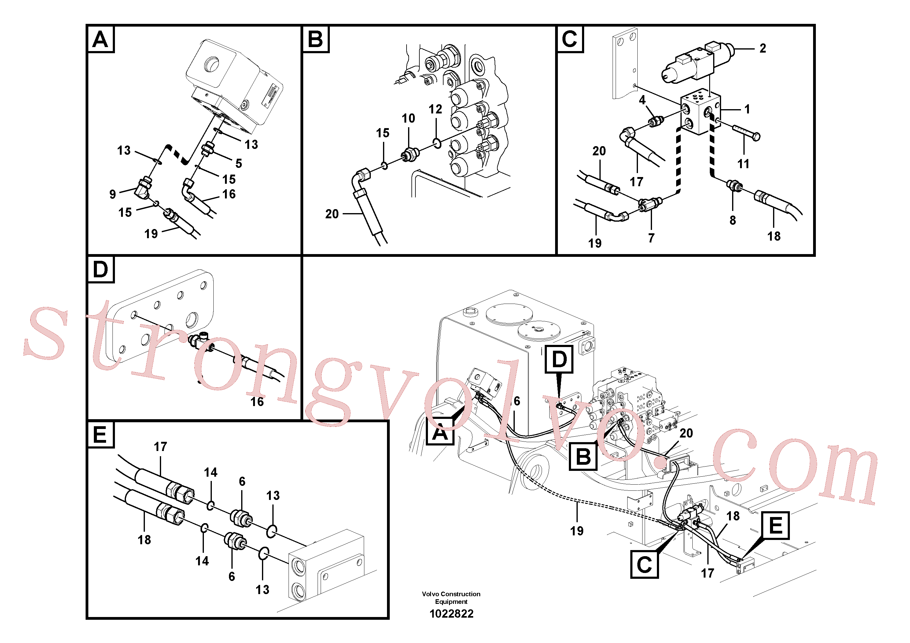 VOE936300 Volvo Hidráulica de serviço, martelo e cortador para fluxo da bomba principal(1022822 Montagem)