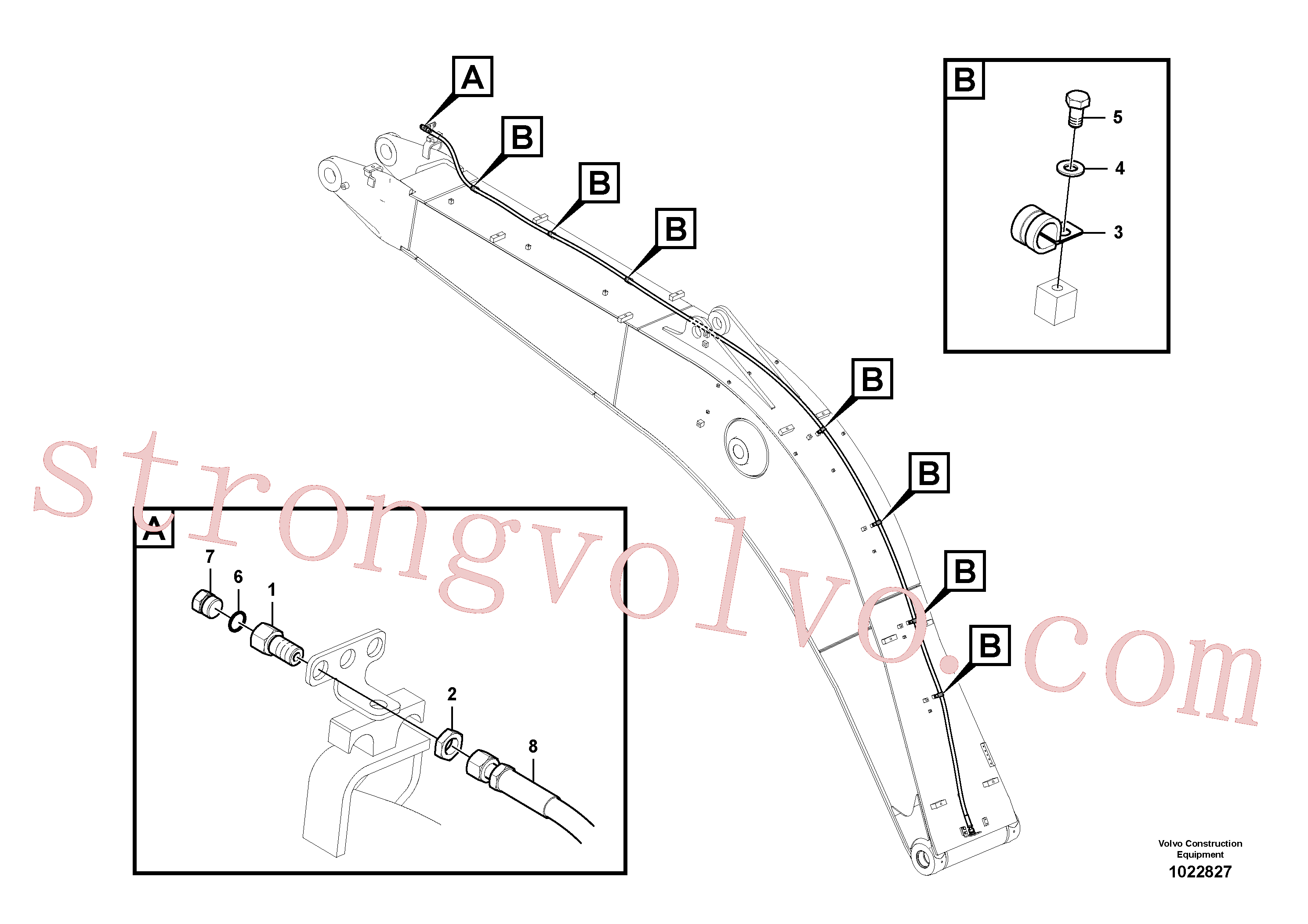 VOE14535712 Volvo Hidráulica de serviço, fuga de óleo na lança(1022827 Montagem)