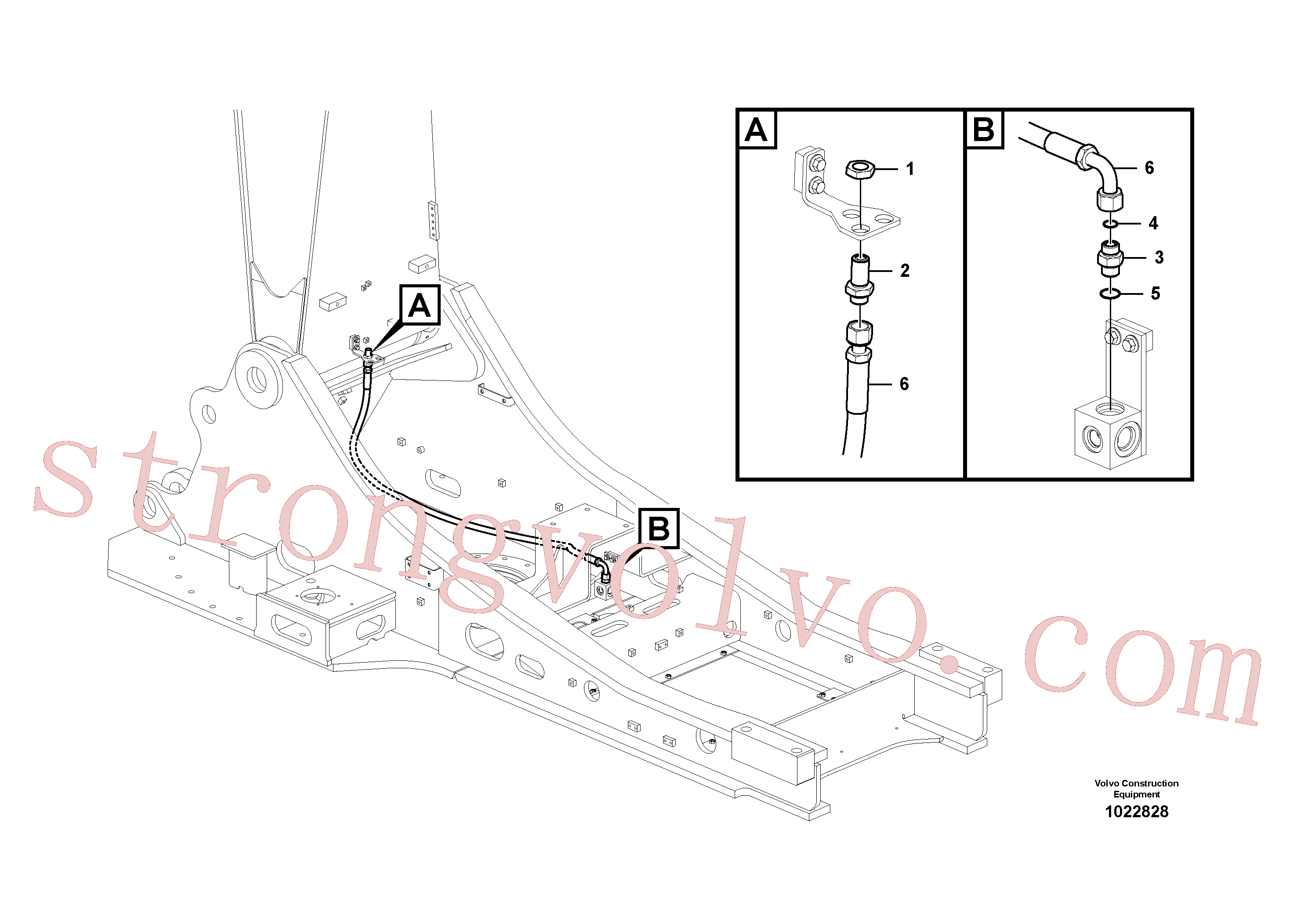 VOE937720 Volvo Hidráulica de serviço, fuga de óleo na estrutura superior(1022828 Montagem)