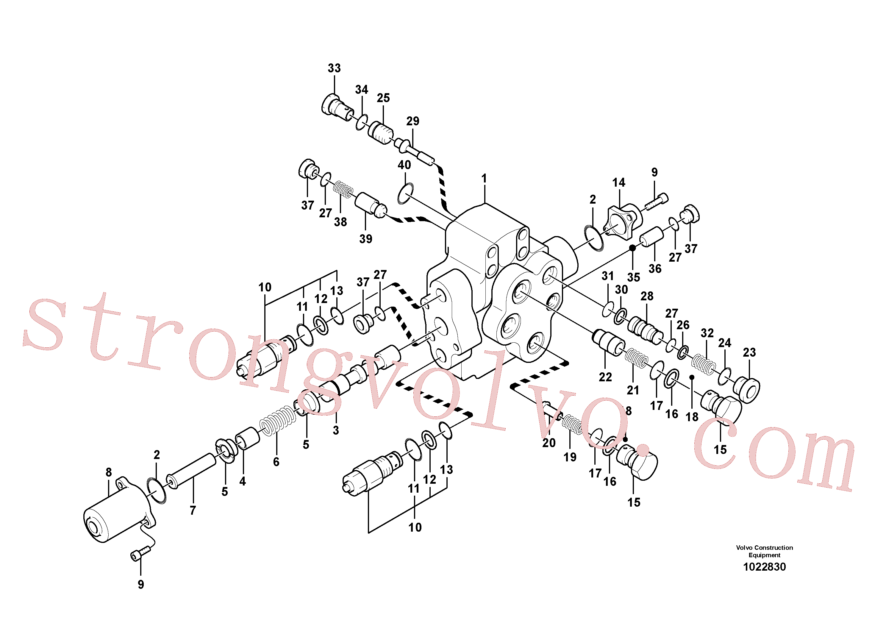 SA7273-10580 Volvo Sistema hidráulico de trabalho, válvula de controlo da lança ajustável(1022830 Montagem)