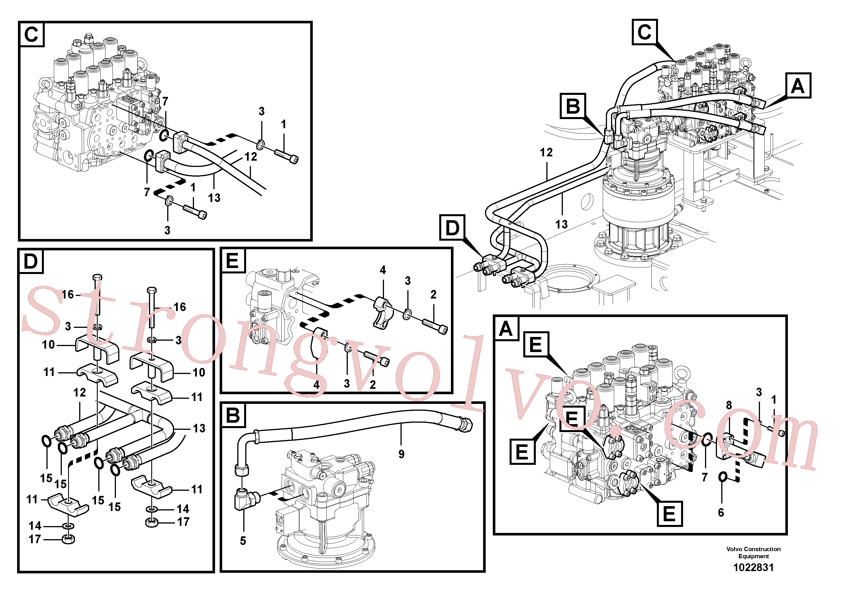 VOE14526034 Volvo Sistema hidráulico, válvula de comando da lança e articulação(1022831 Montagem)