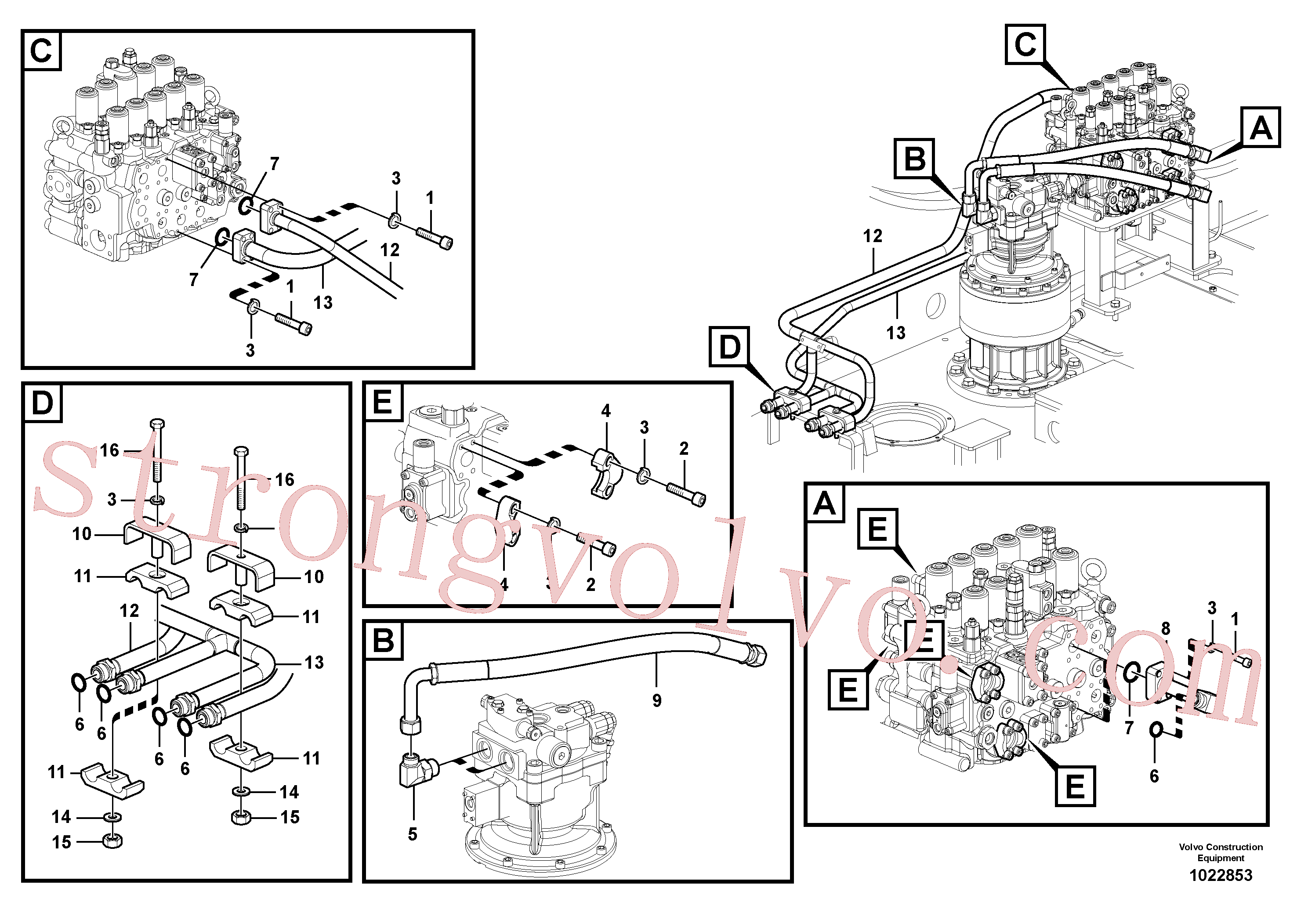 VOE14526034 Volvo Sistema hidráulico, válvula de comando da lança e articulação(1022853 Montagem)