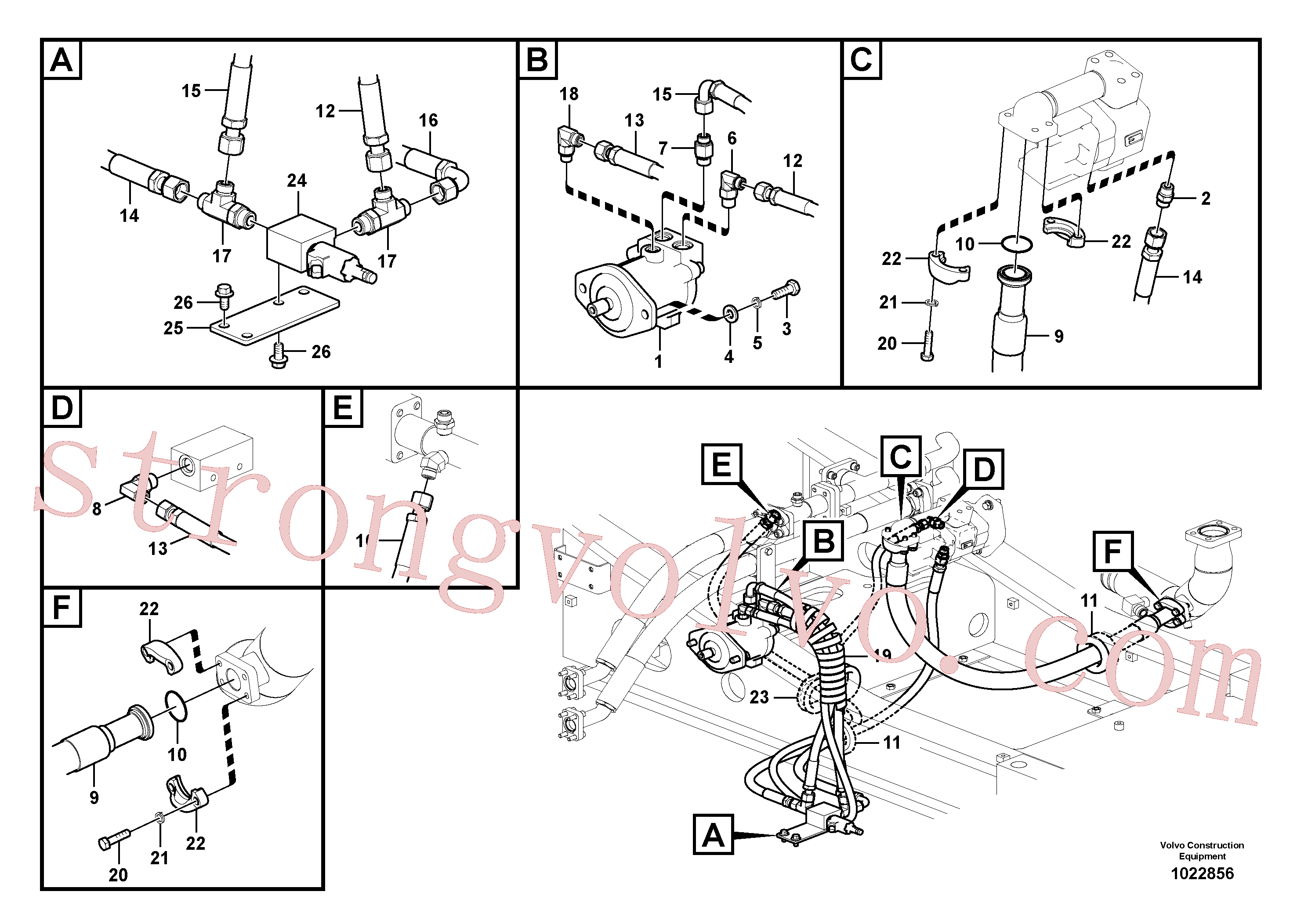 VOE936735 Volvo Sistema hidráulico, sistema refrigerante do óleo(1022856 Montagem)