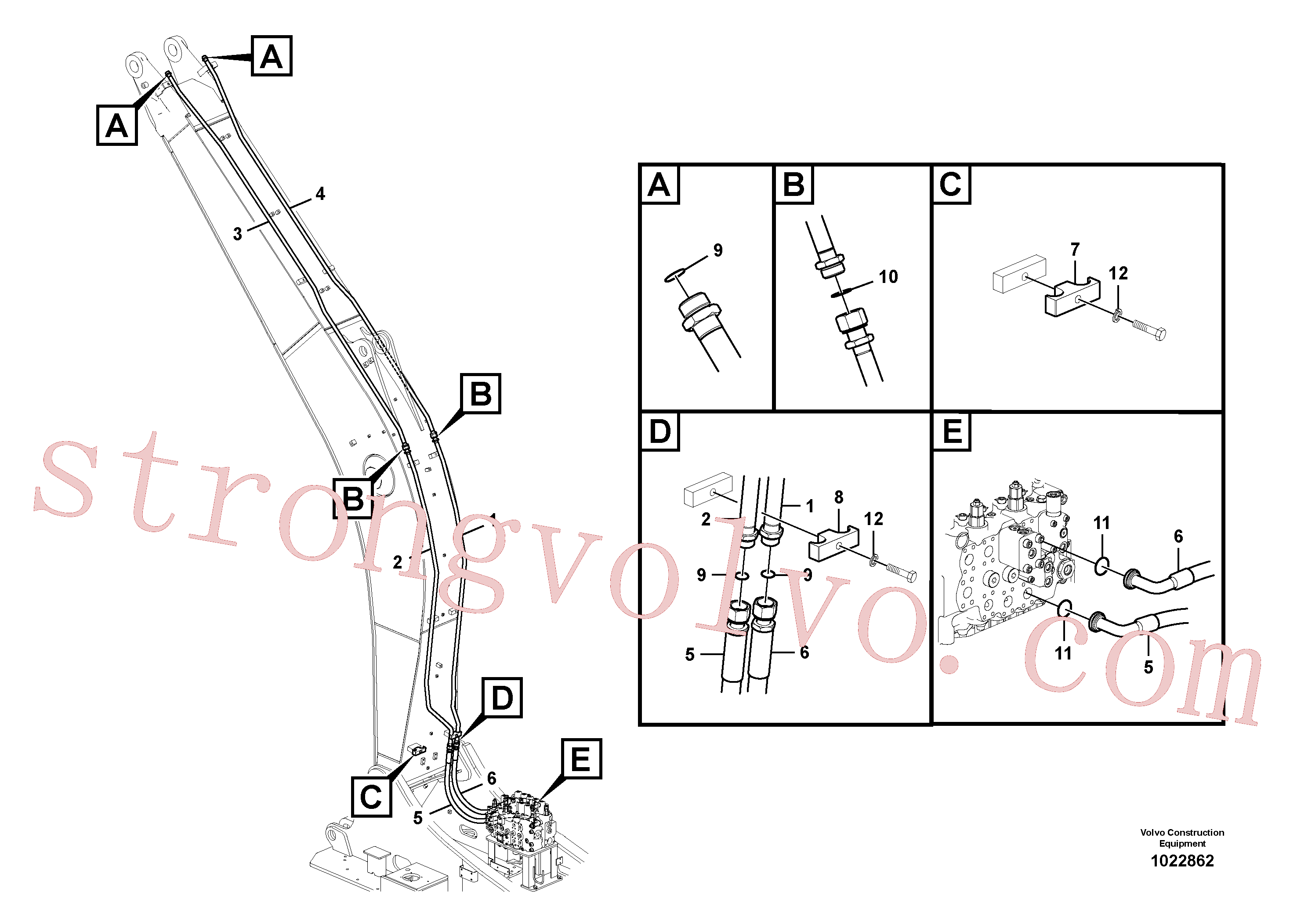 VOE14880799 Volvo Hidráulica de serviço, cilindro do braço de afundamento na lança.(1022862 Montagem)