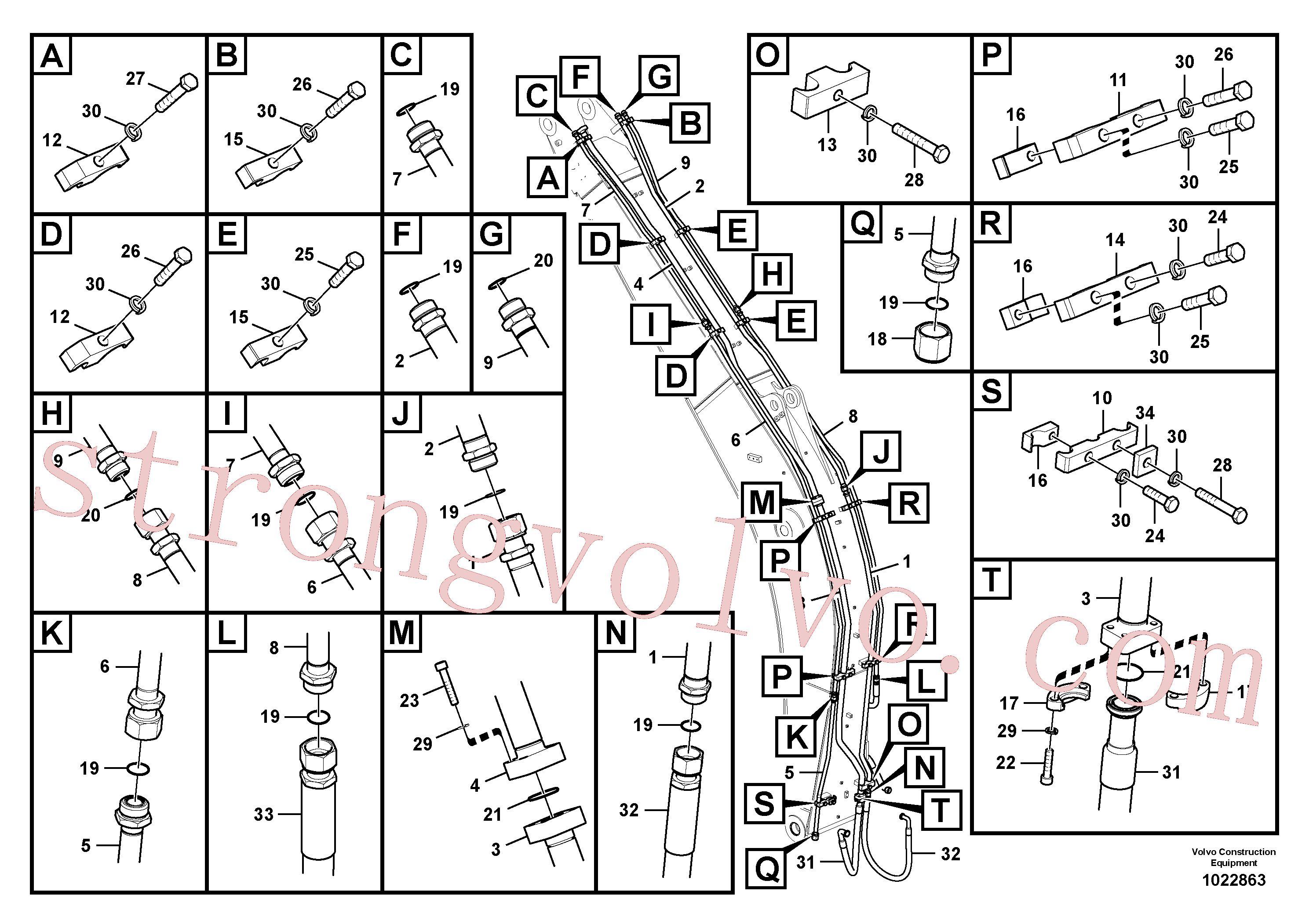 VOE14512139 Volvo Hidráulica de serviço, cilindro do braço de afundamento na lança.(1022863 Montagem)