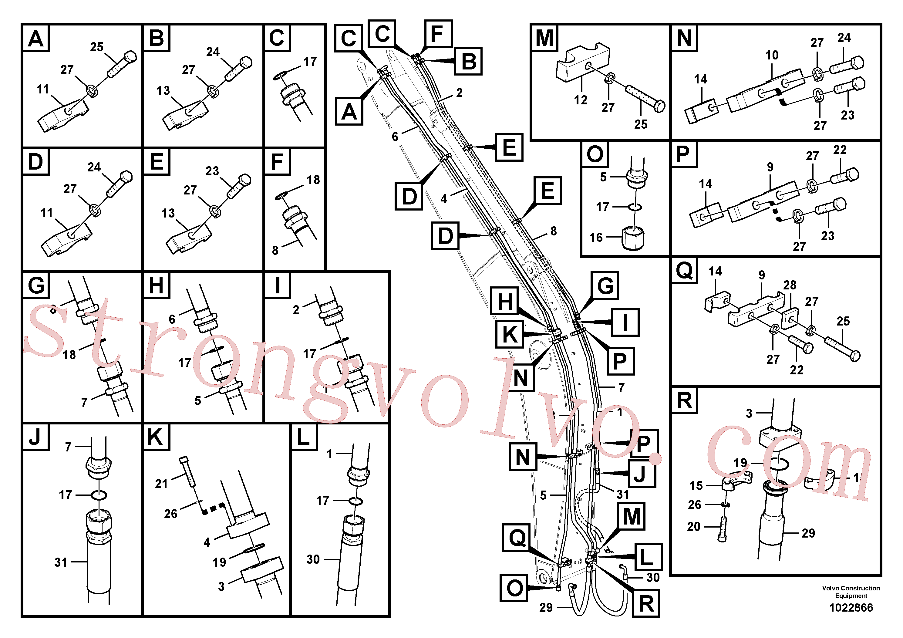 VOE14542290 Volvo Hidráulica de serviço, cilindro do braço de afundamento na lança.(1022866 Montagem)