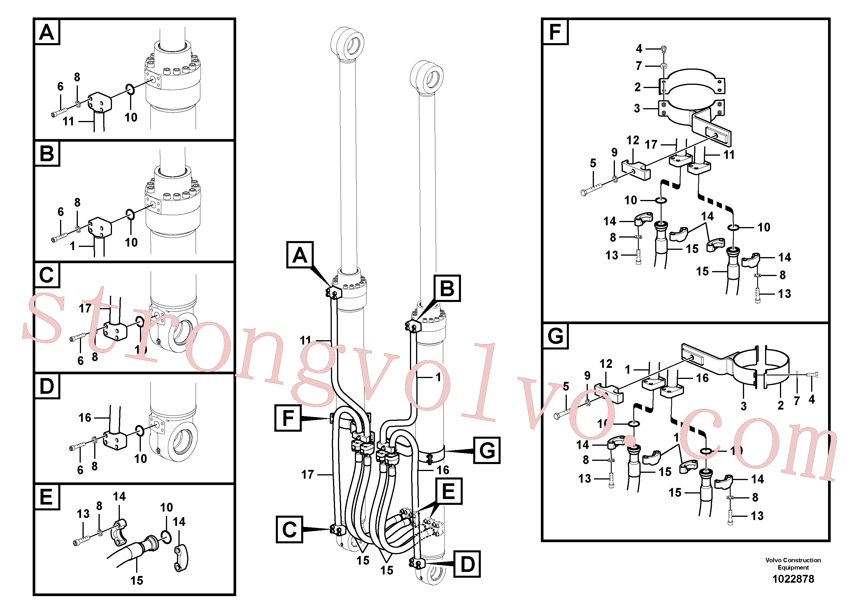 VOE14674381 Volvo Hidráulica de serviço, cilindro da lança(1022878 Montagem)