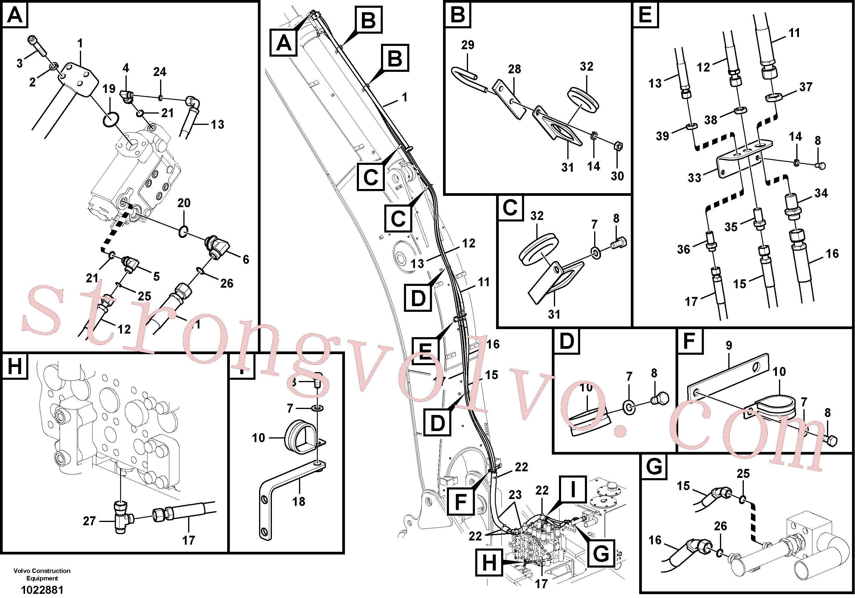 VOE14526128 Volvo Hidráulica de serviço, ruptura do braço de afundamento(1022881 Montagem)