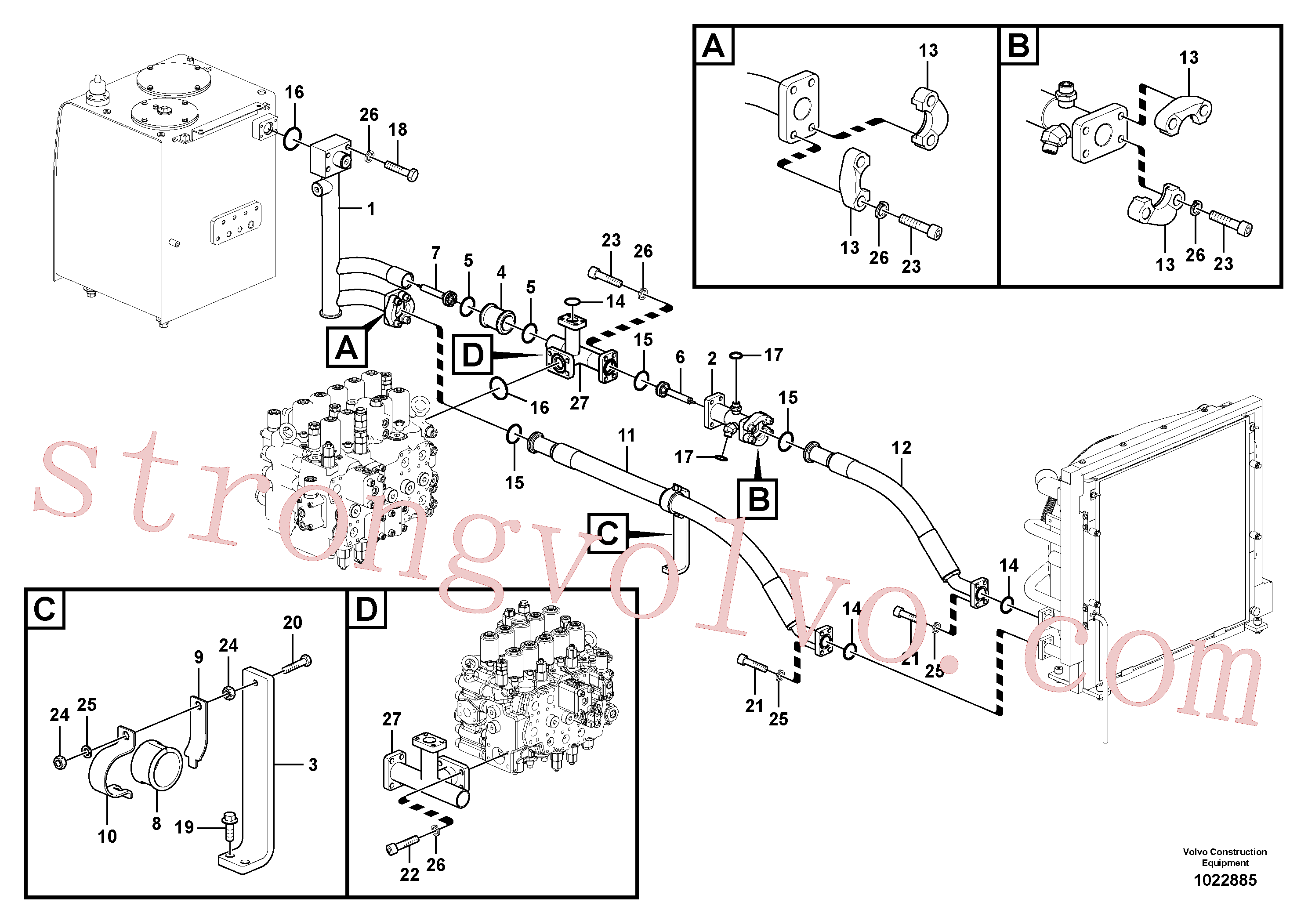VOE14555860 Volvo Sistema hidráulico, tanque hidráulico para o refrigerador de óleo hidráulico(1022885 Montagem)