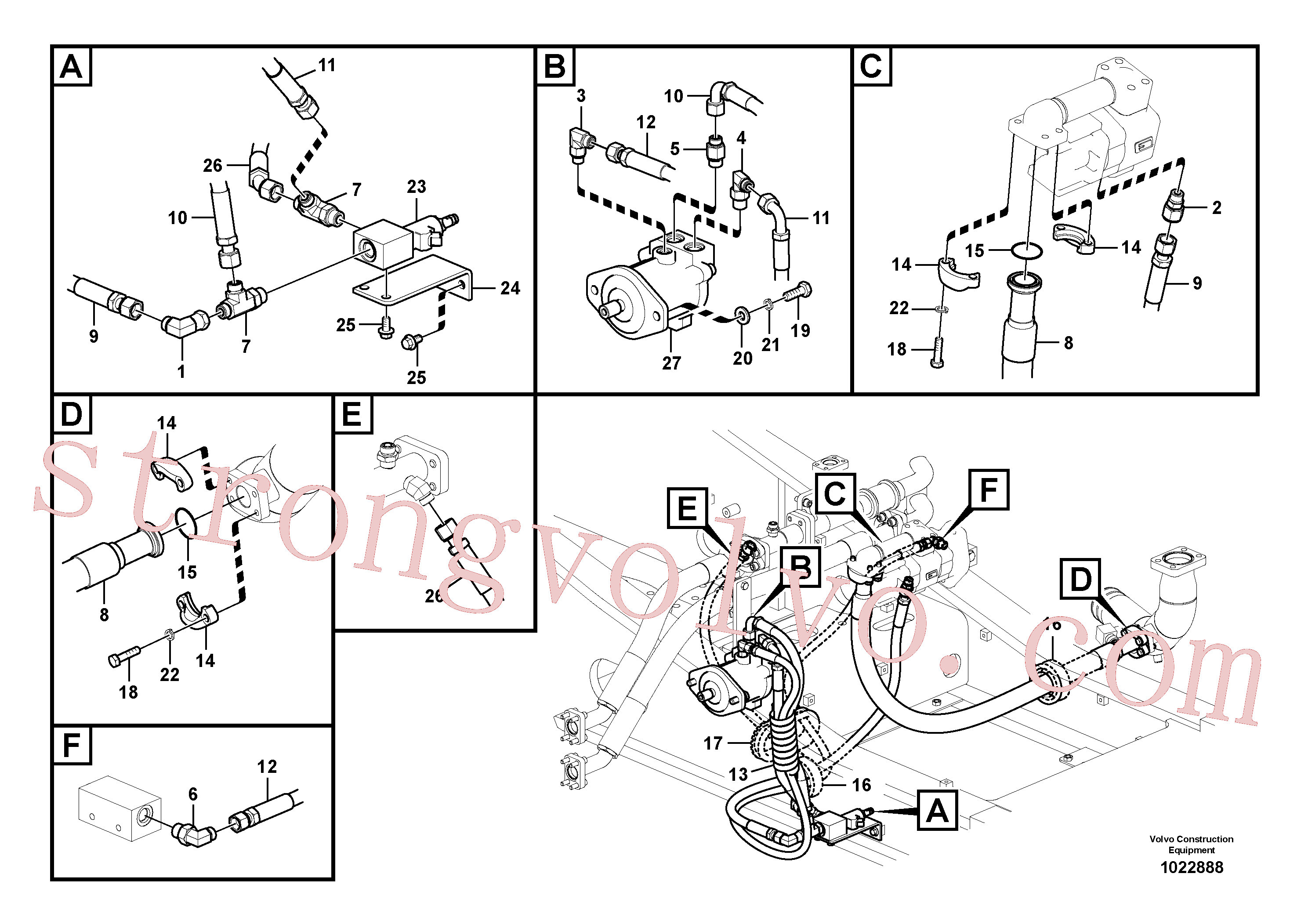 VOE936310 Volvo Sistema hidráulico, sistema refrigerante do óleo(1022888 Montagem)