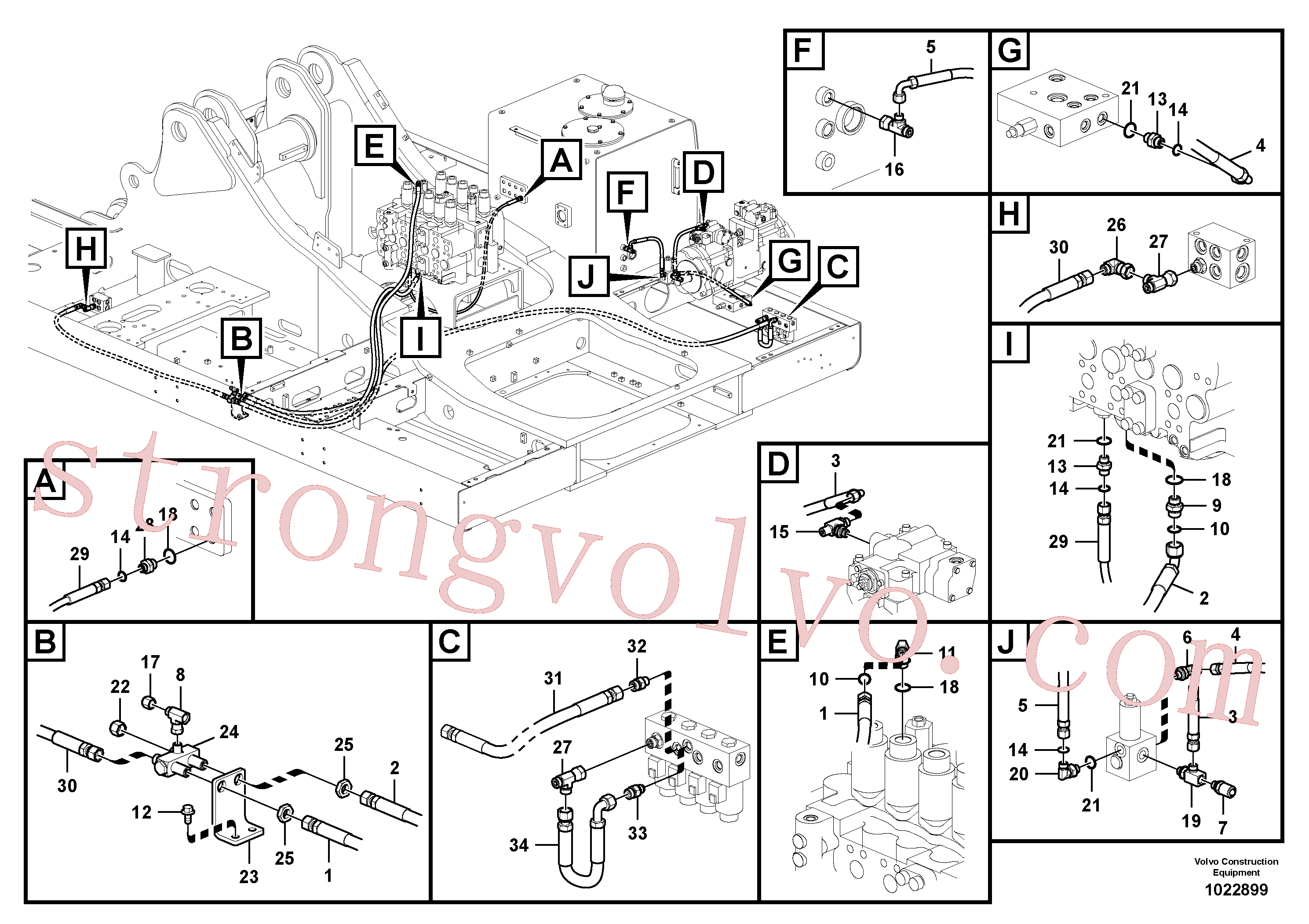 VOE14538795 Volvo Hidráulica de serviço, martelo e cortador para fluxo da bomba principal(1022899 Montagem)