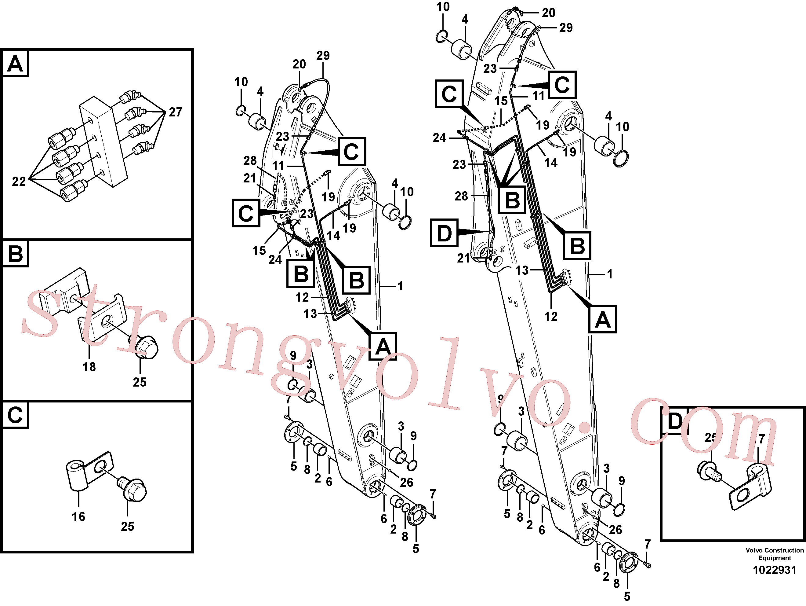 VOE14543240 Volvo Tubagem de massa e do braço de afundamento com sede da tubagem(1022931 Montagem)