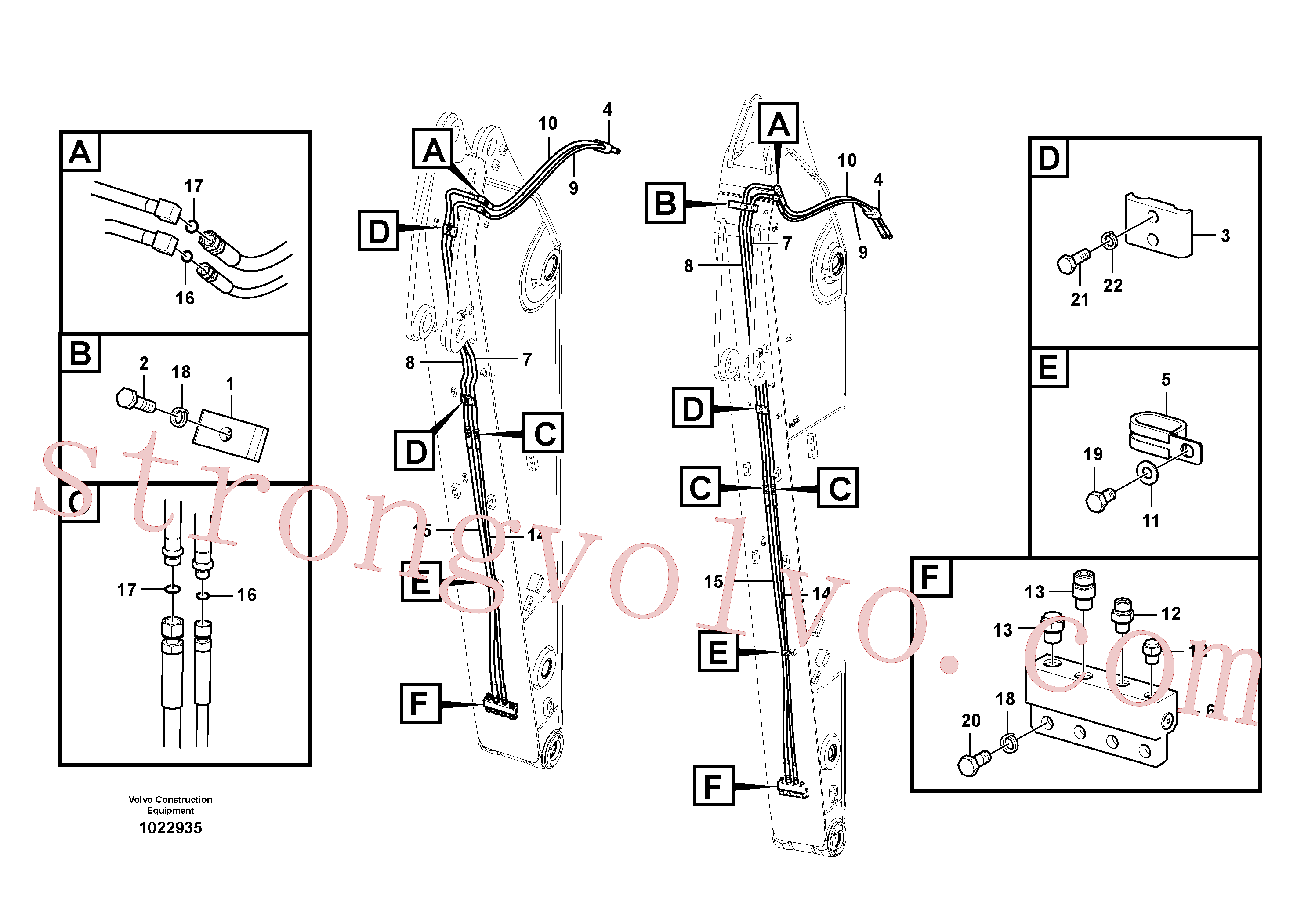 VOE936261 Volvo Hidráulica de serviço, encaixe rápido no braço de afundamento(1022935 Montagem)