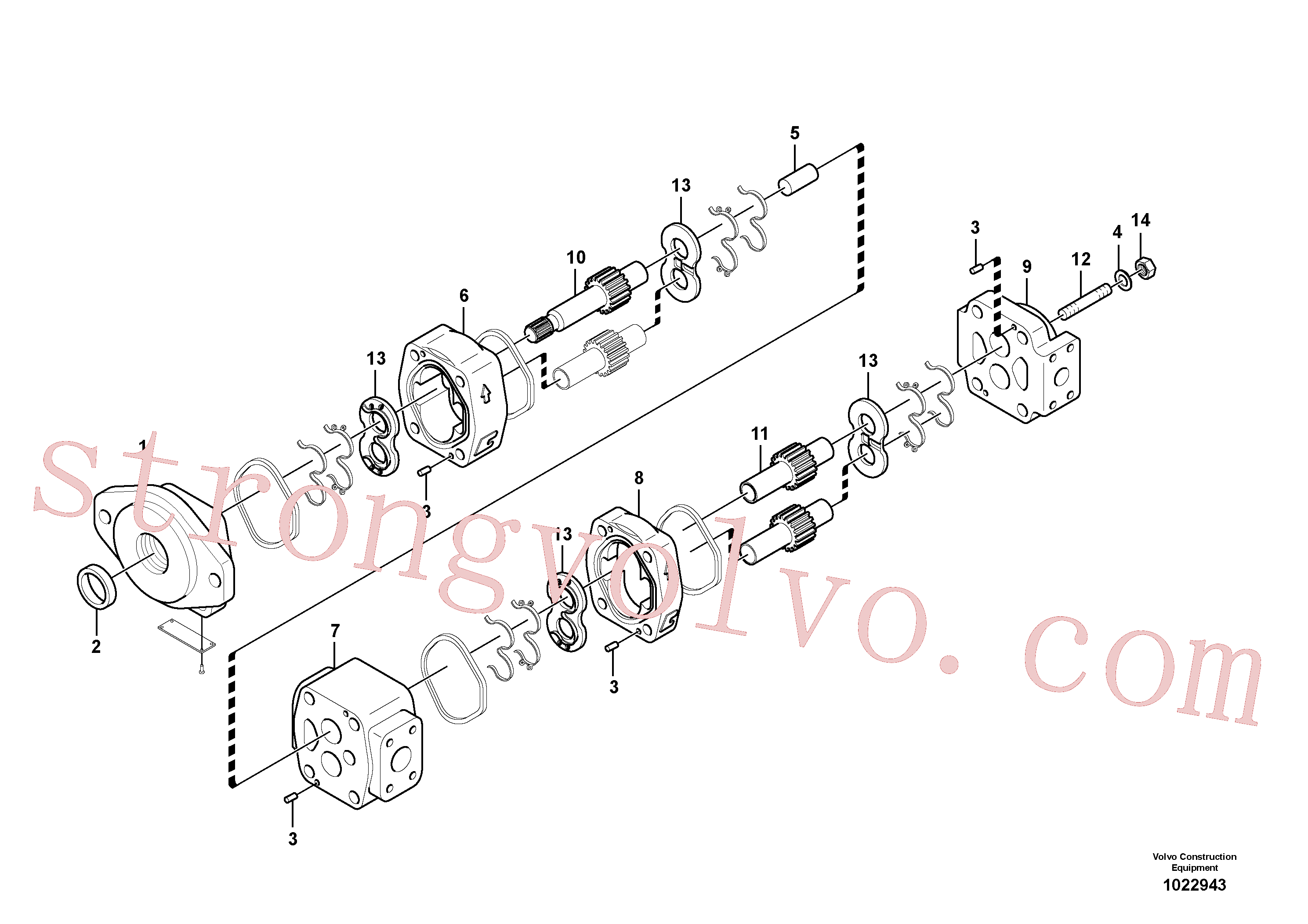 VOE14550107 Volvo Bomba de engrenagens hidráulica para montagem rápida e rotador(1022943 Montagem)