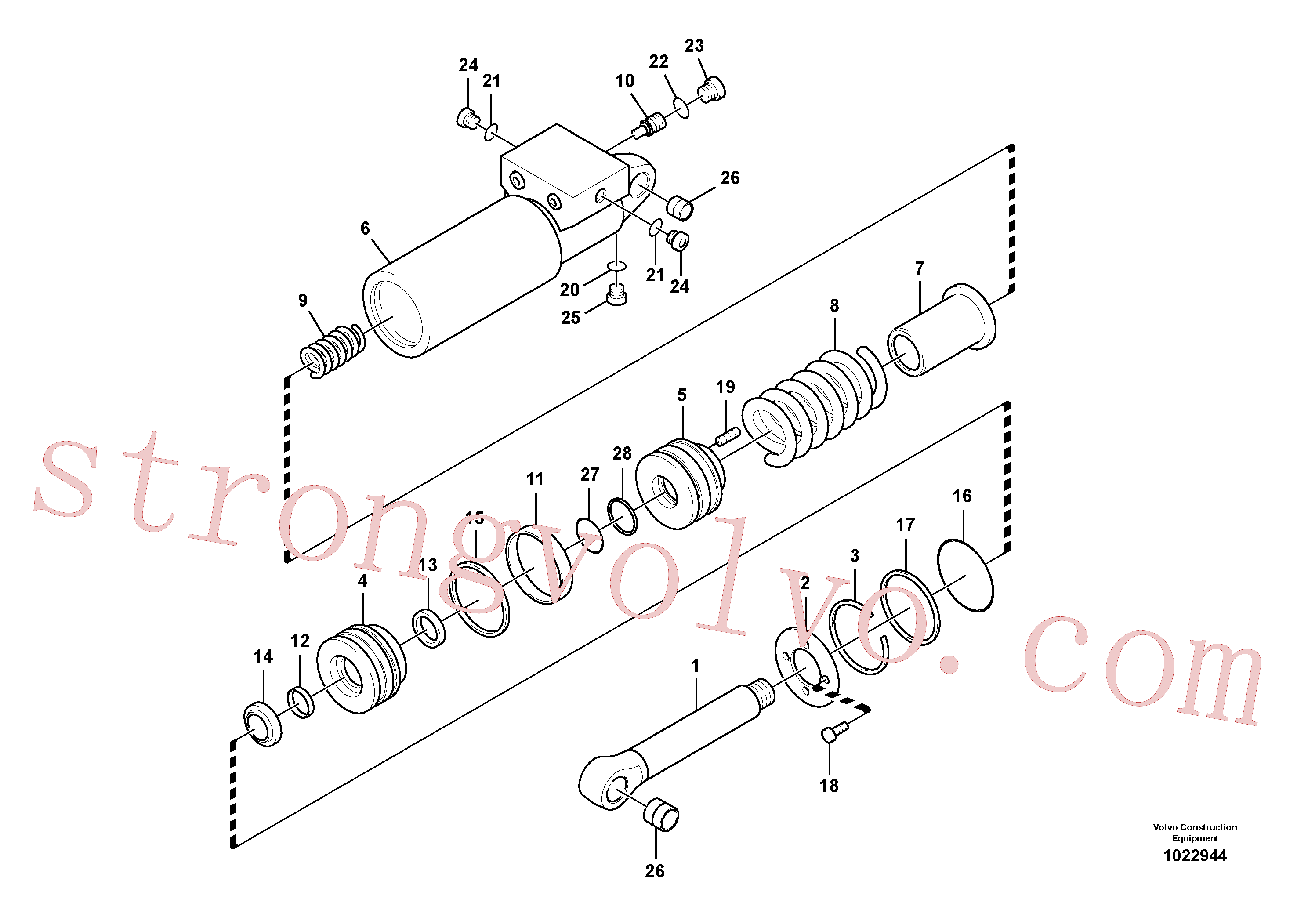 VOE14523124 Volvo Cilindro de encaixe rápido, Cilindro hidráulico, acoplamento rápido(1022944 Montagem)