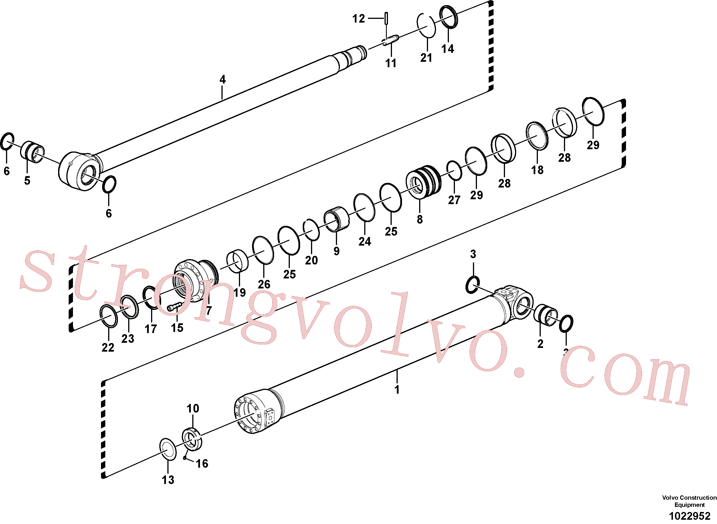 VOE990639 Volvo Cilindro do braço de afundamento(1022952 Montagem)