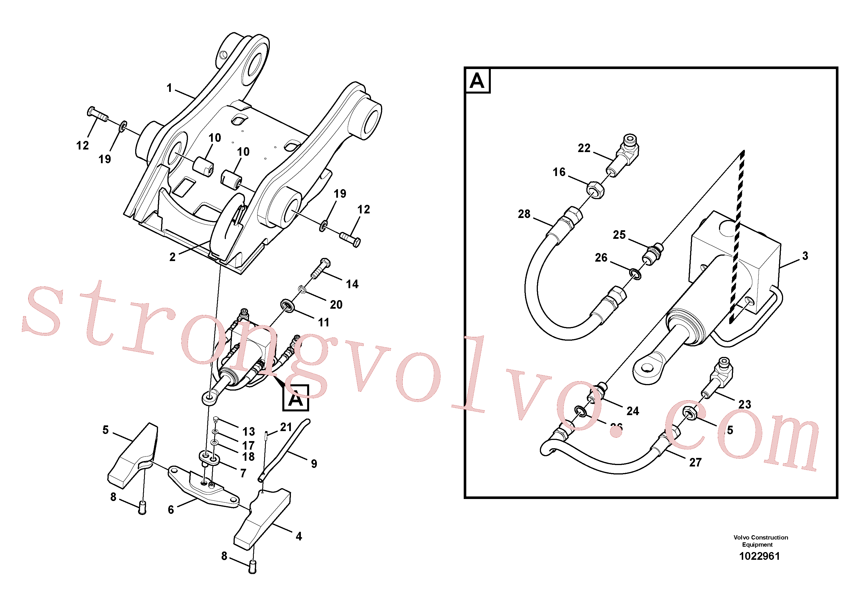 VOE14548774 Volvo Suporte de acoplamento, QuickFit(1022961 Montagem)