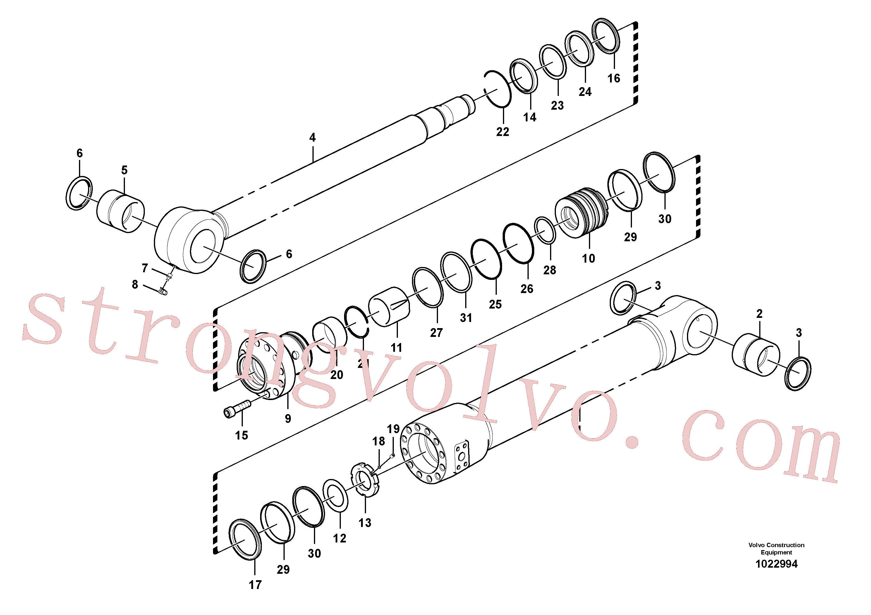 SA9565-11050 Volvo Cilindro de balde(1022994 Montagem)