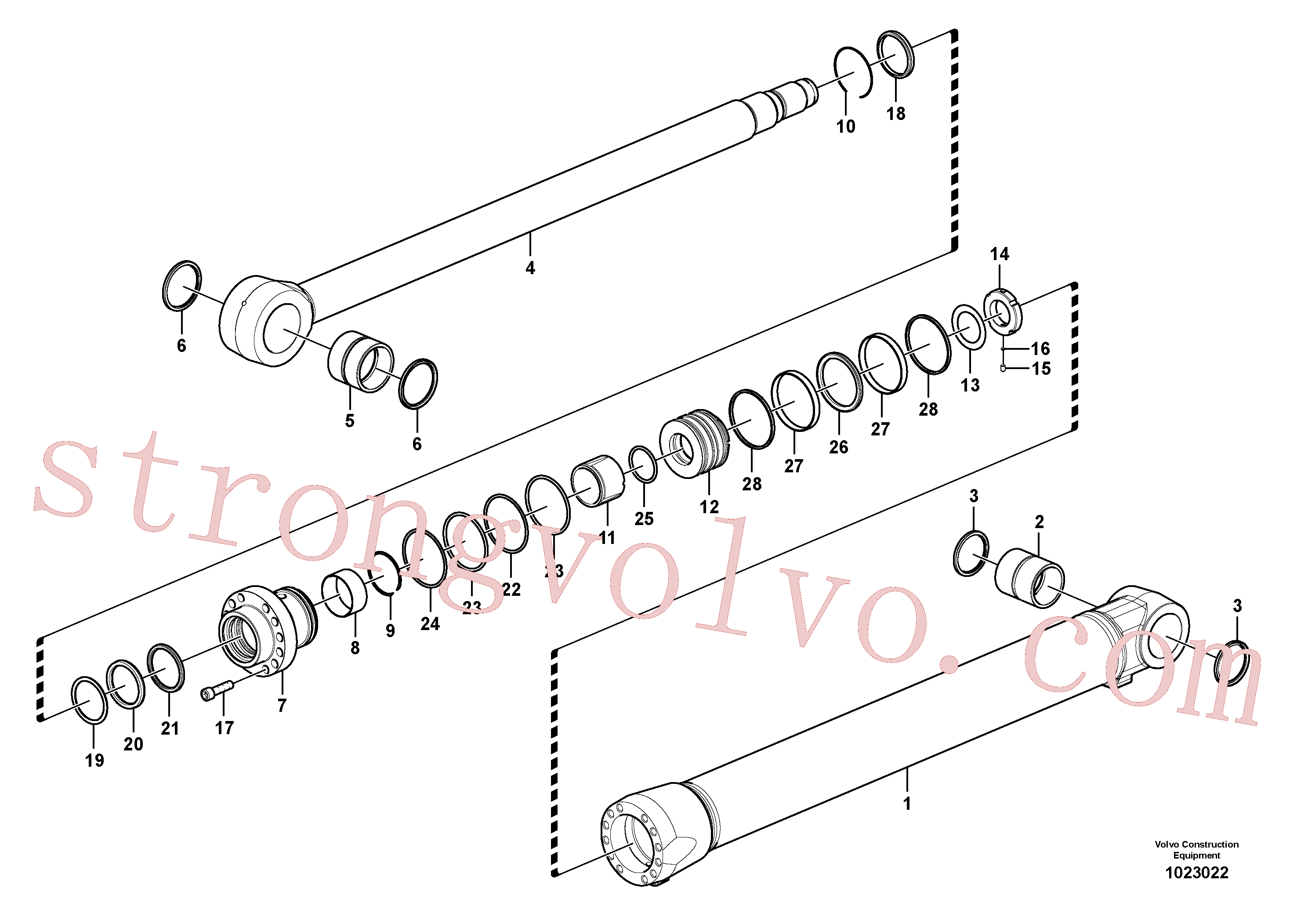 VOE14589724 Volvo Cilindro da lança(1023022 Montagem)