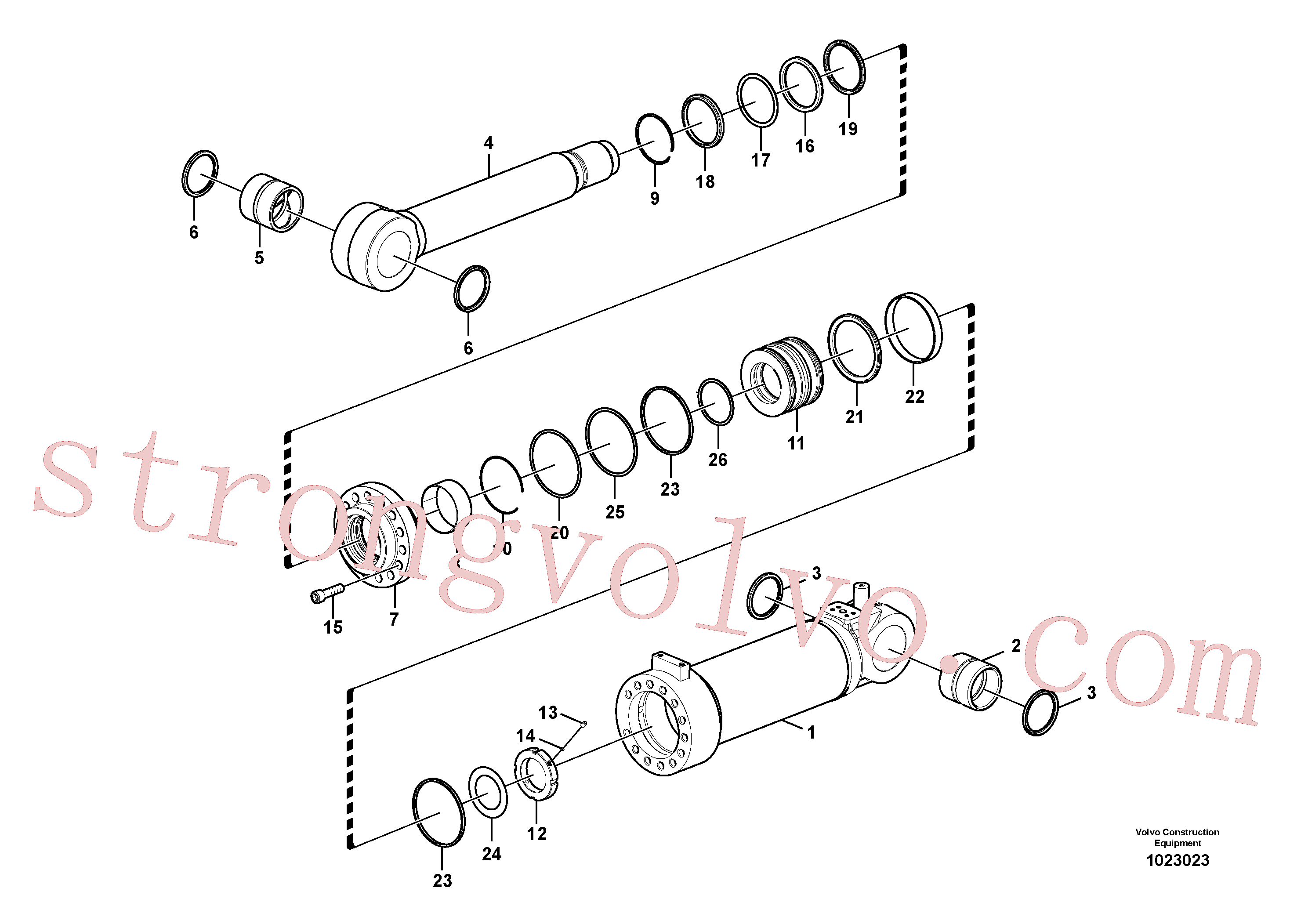 VOE14524049 Volvo Cilindro da lança, 1º ajustável(1023023 Montagem)