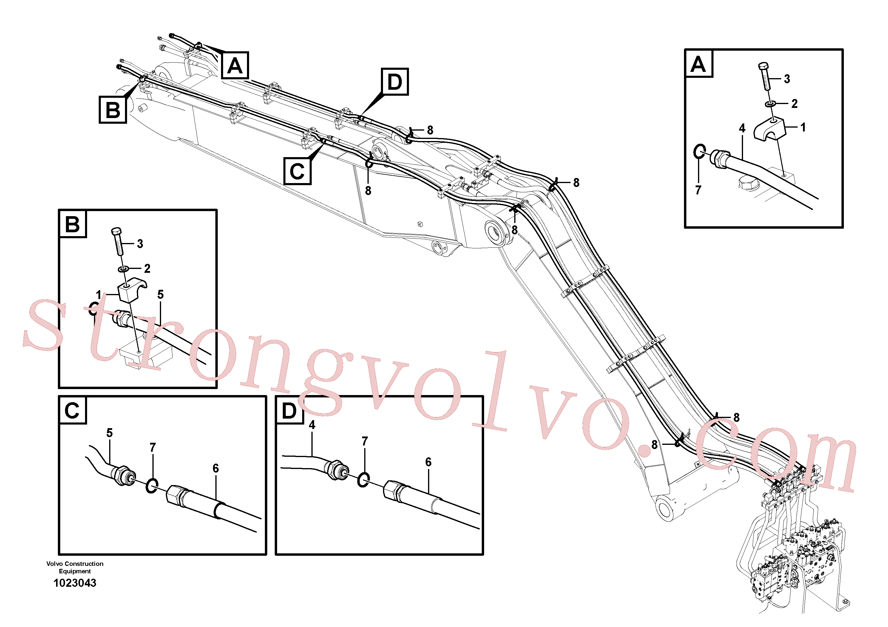 VOE14881231 Volvo Hidráulica de serviço, inclinação e rotor na lança ajustável(1023043 Montagem)