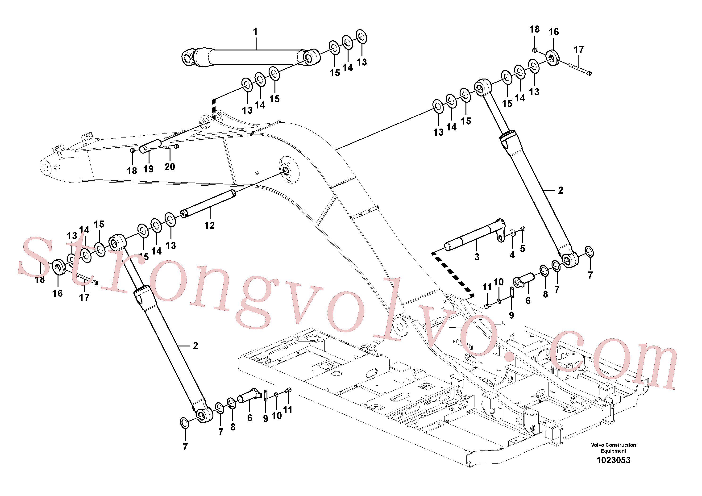 VOE14524122 Volvo Tirantes para a lança(1023053 Montagem)