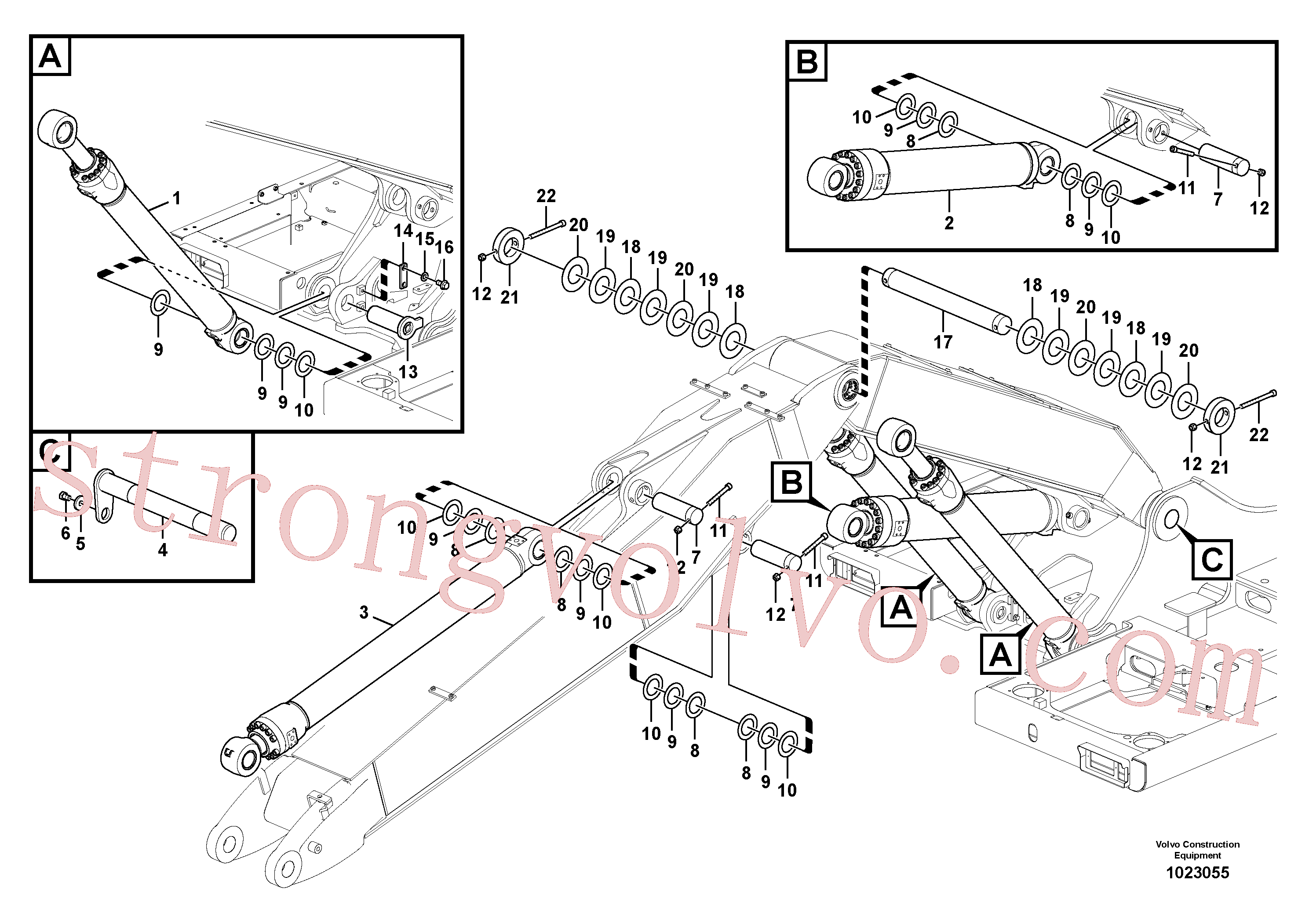 VOE14370069 Volvo Tirantes para a lança ajustável(1023055 Montagem)